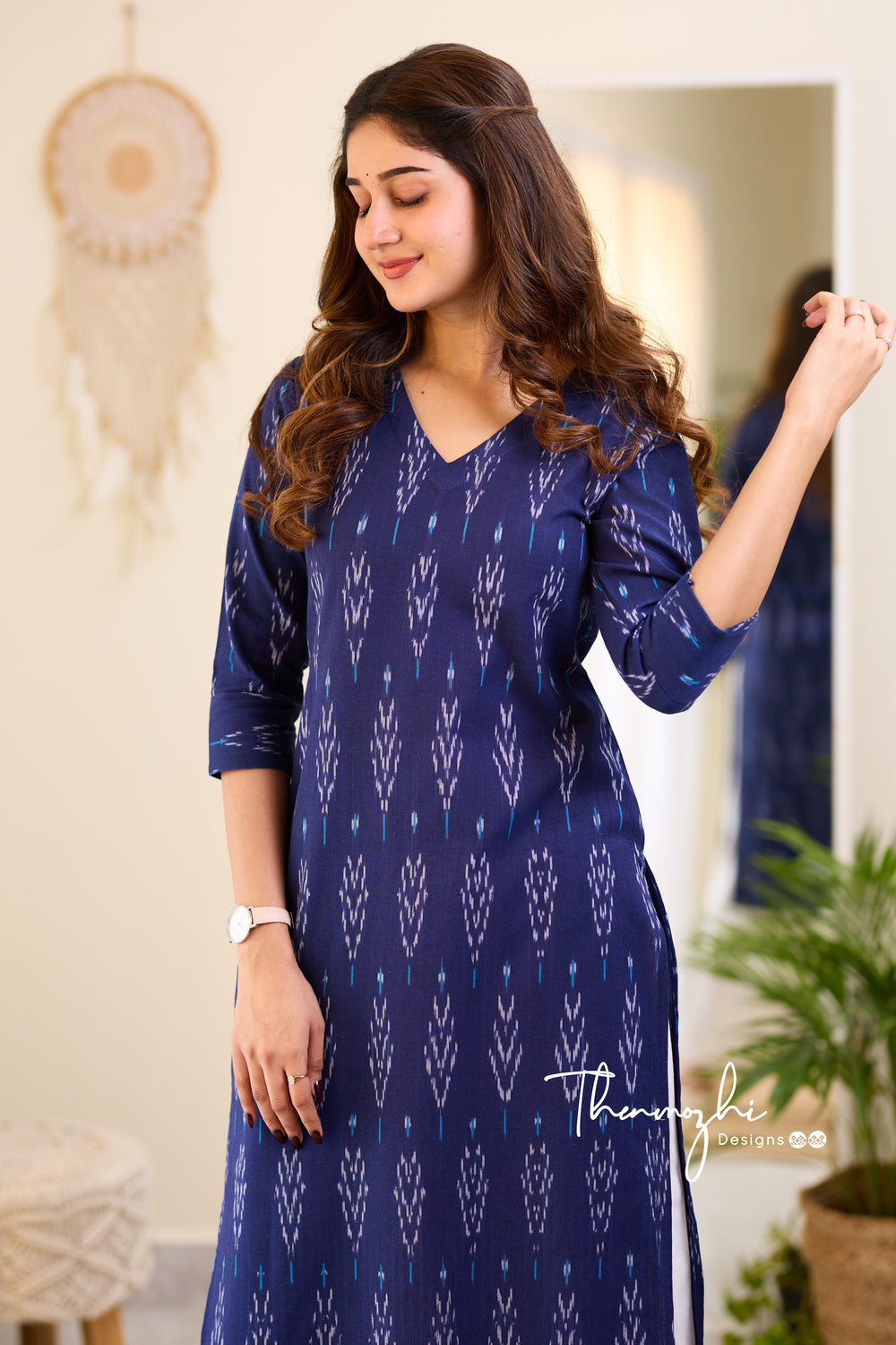 Blue Ikkat Cotton Kurta