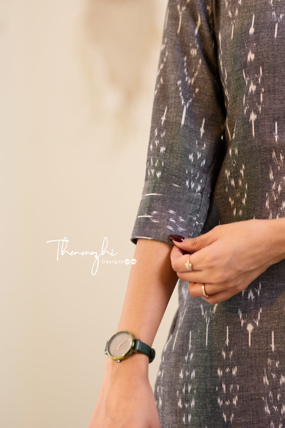 Grey Ikkat Cotton Kurta