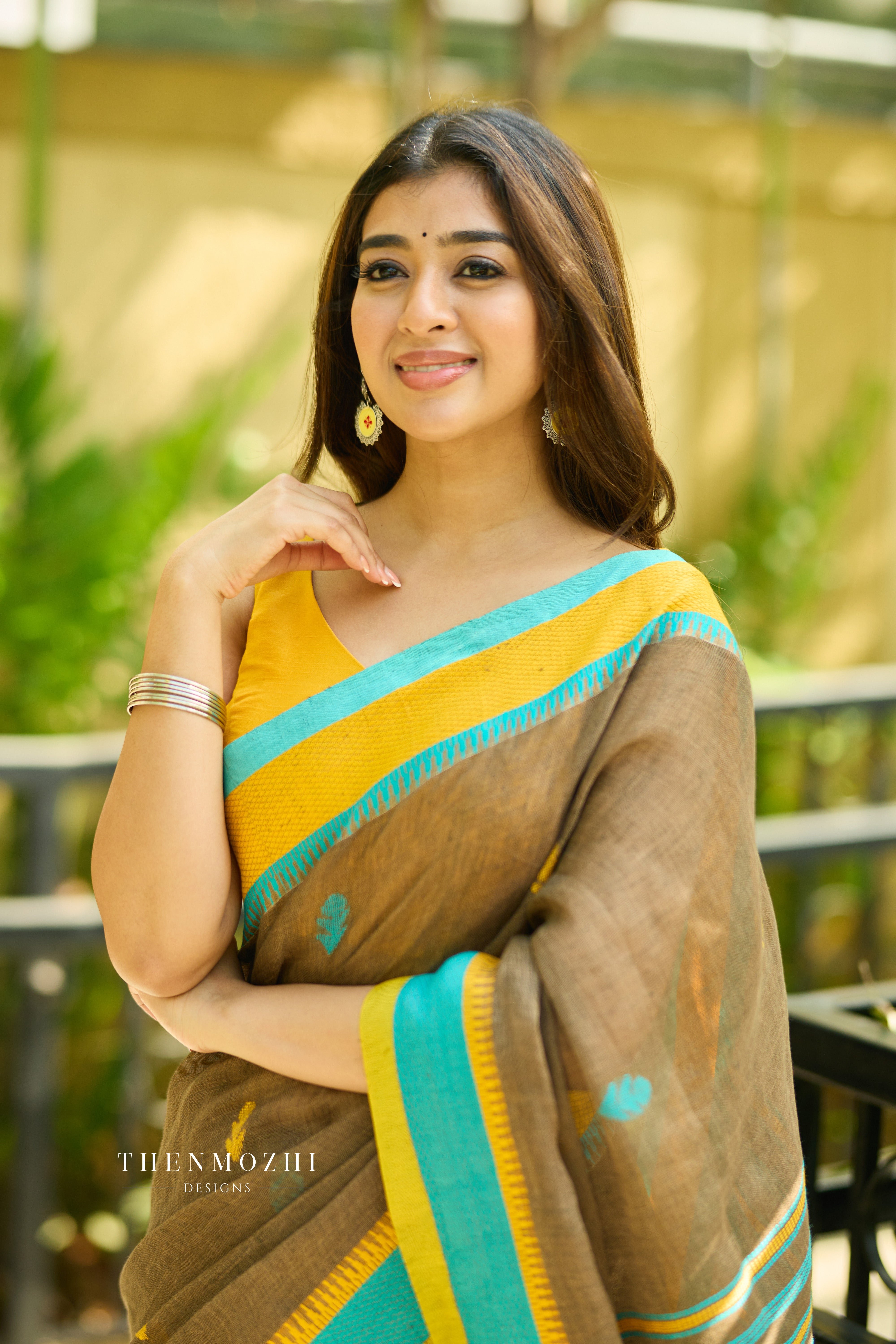 Brown Linen Saree