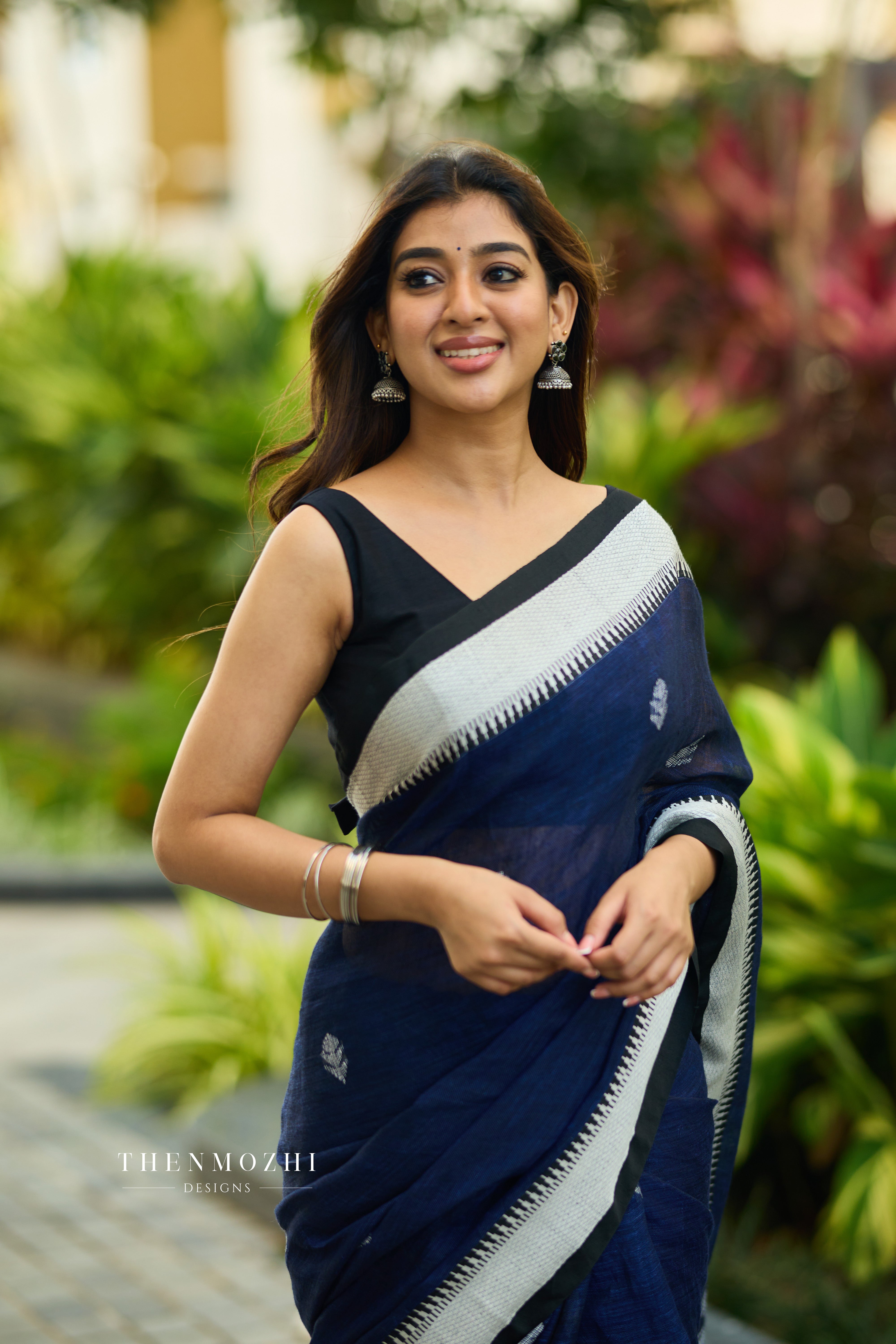Royal Blue Linen Saree