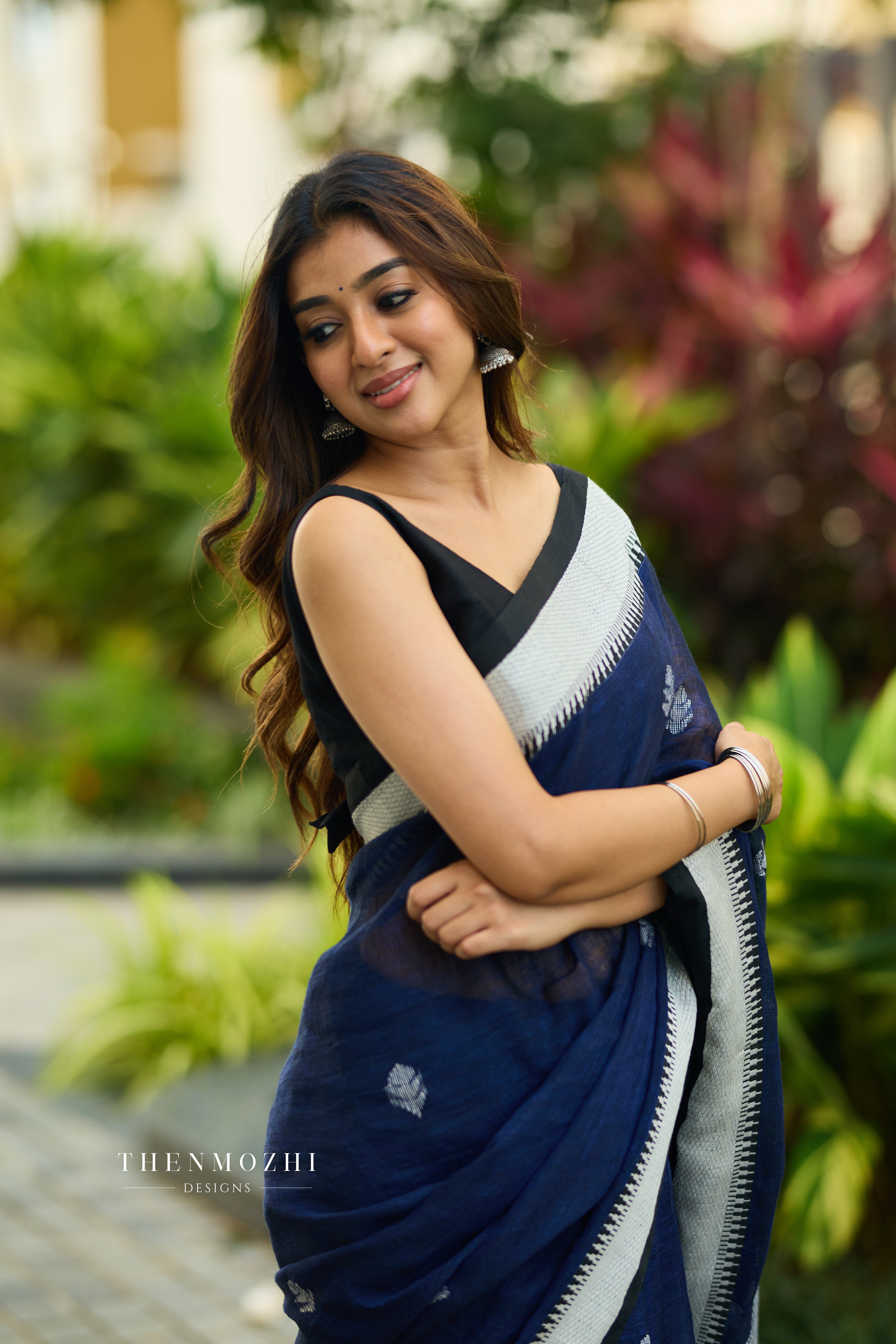 Royal Blue Linen Saree