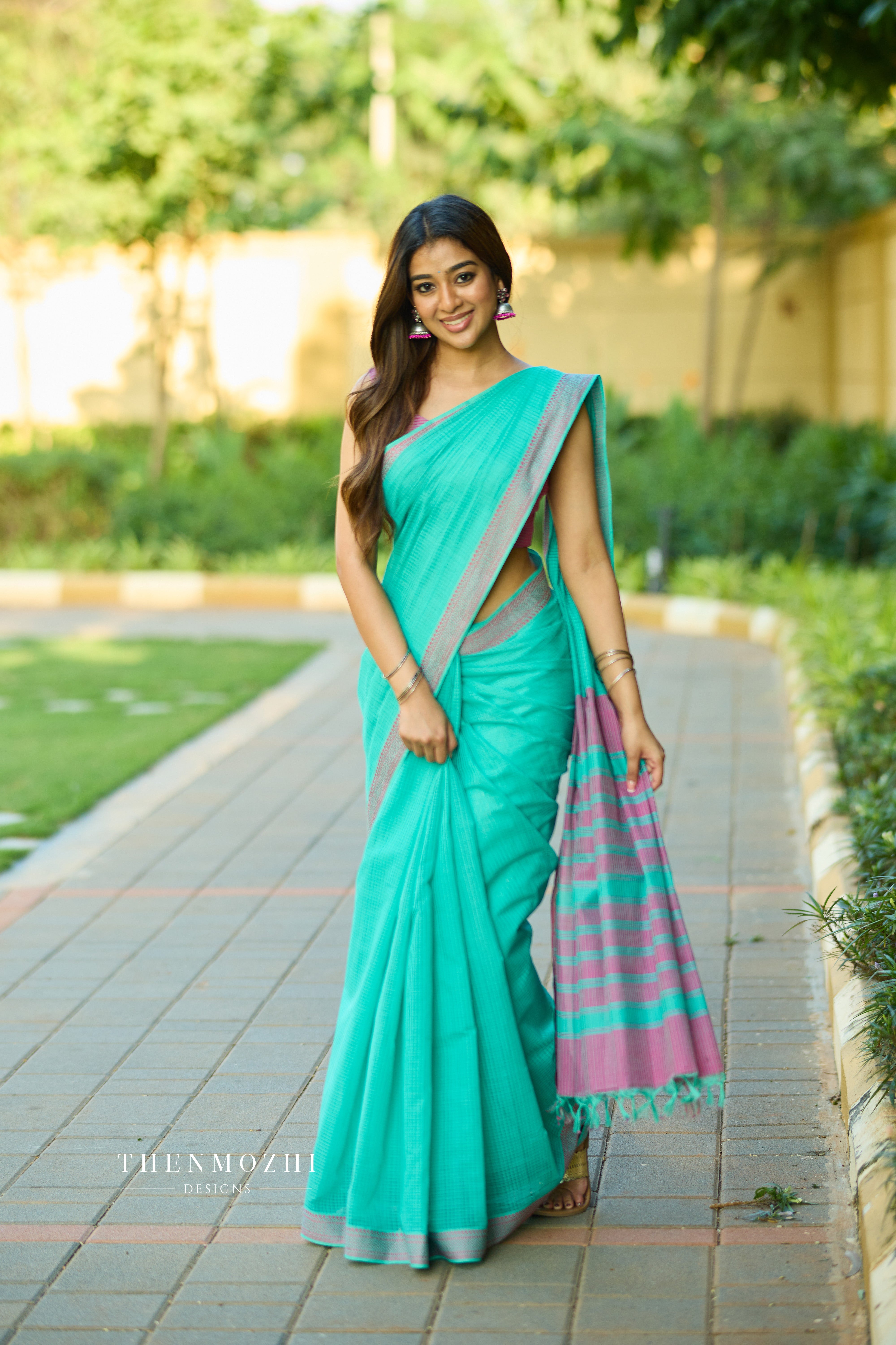 Light Green Mangalagiri Handwoven Saree