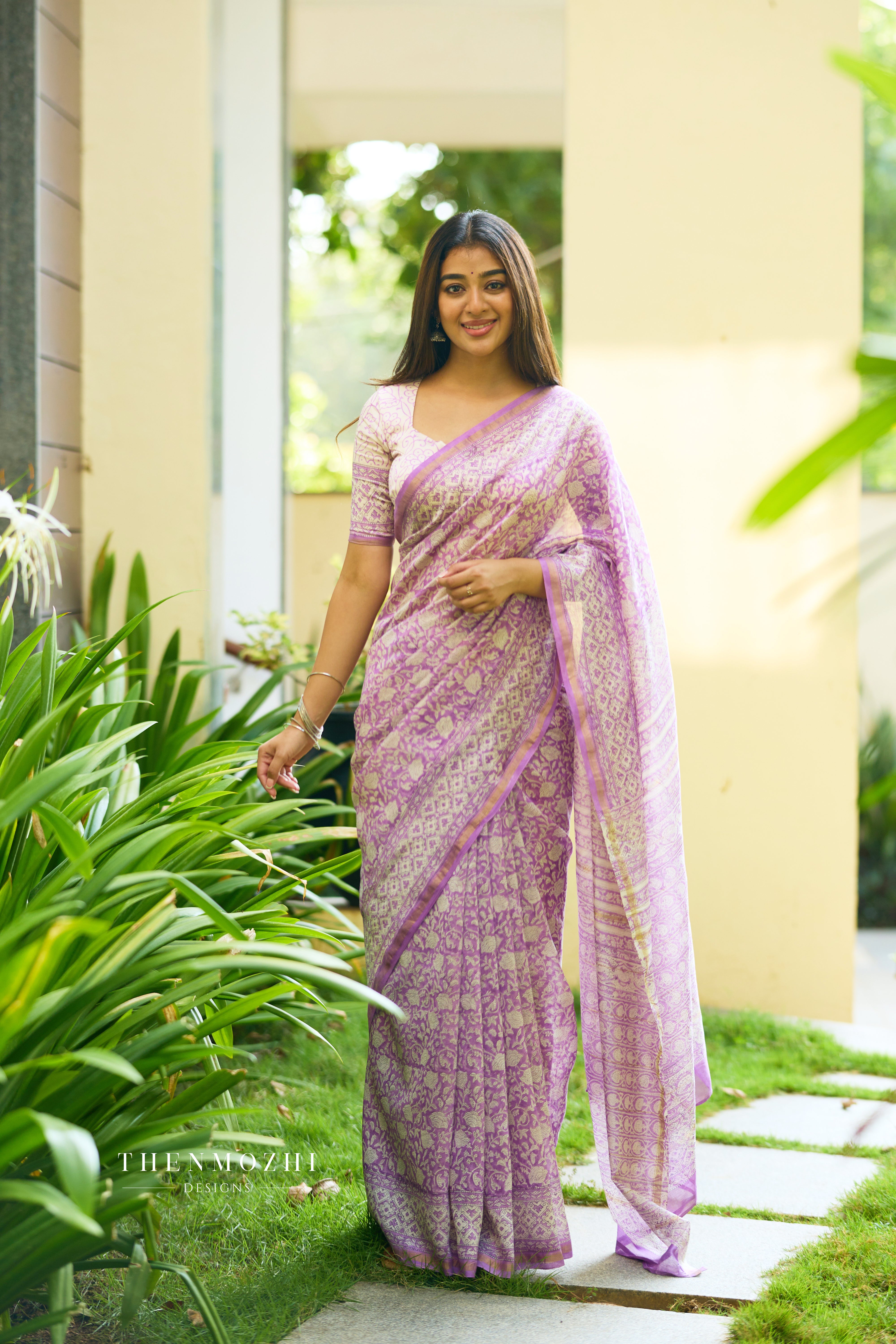 Purple - Chanderi Silk Cotton Saree