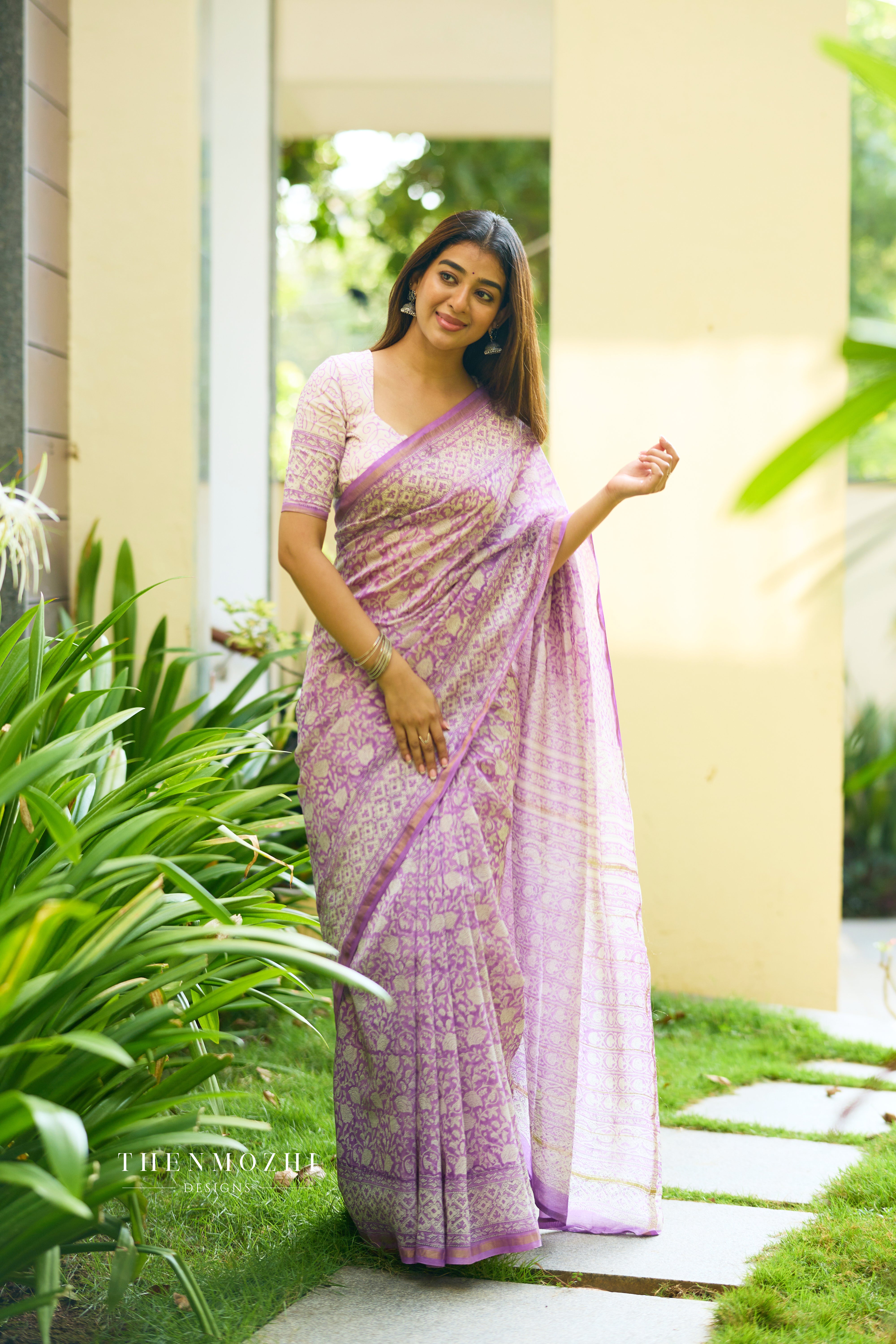 Purple - Chanderi Silk Cotton Saree