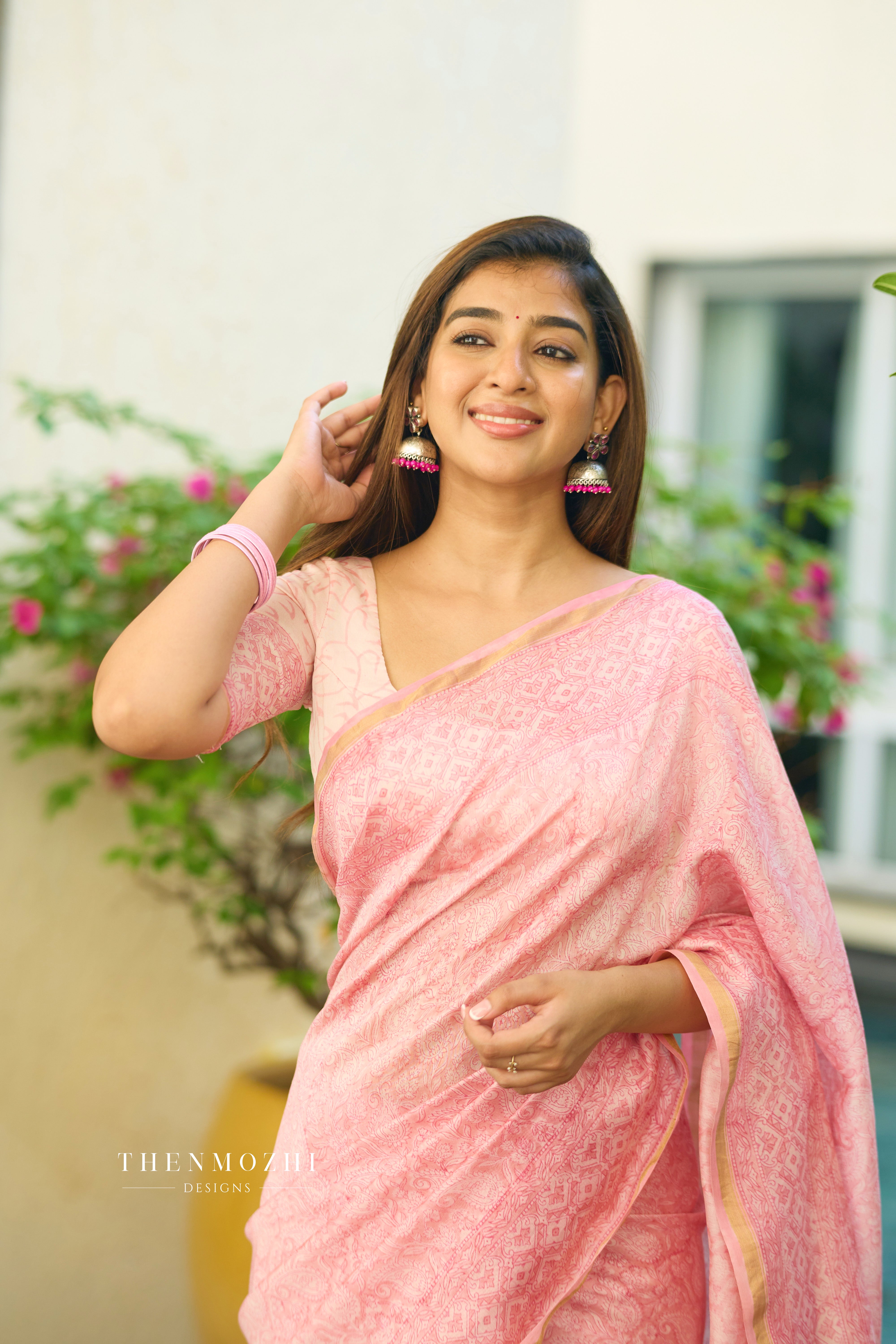 Pink - Chanderi Silk Cotton Saree