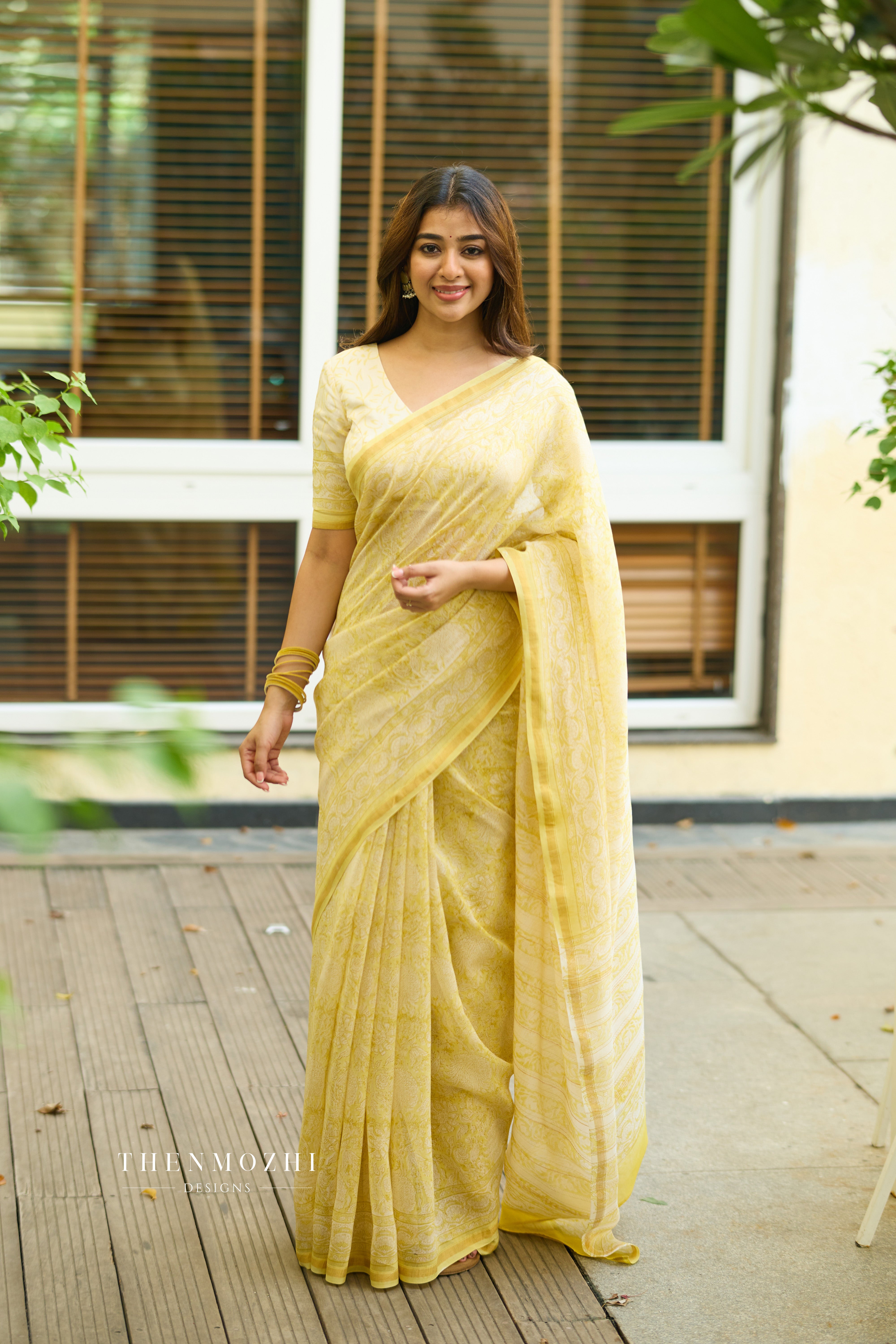 Yellow - Chanderi Silk Cotton Saree