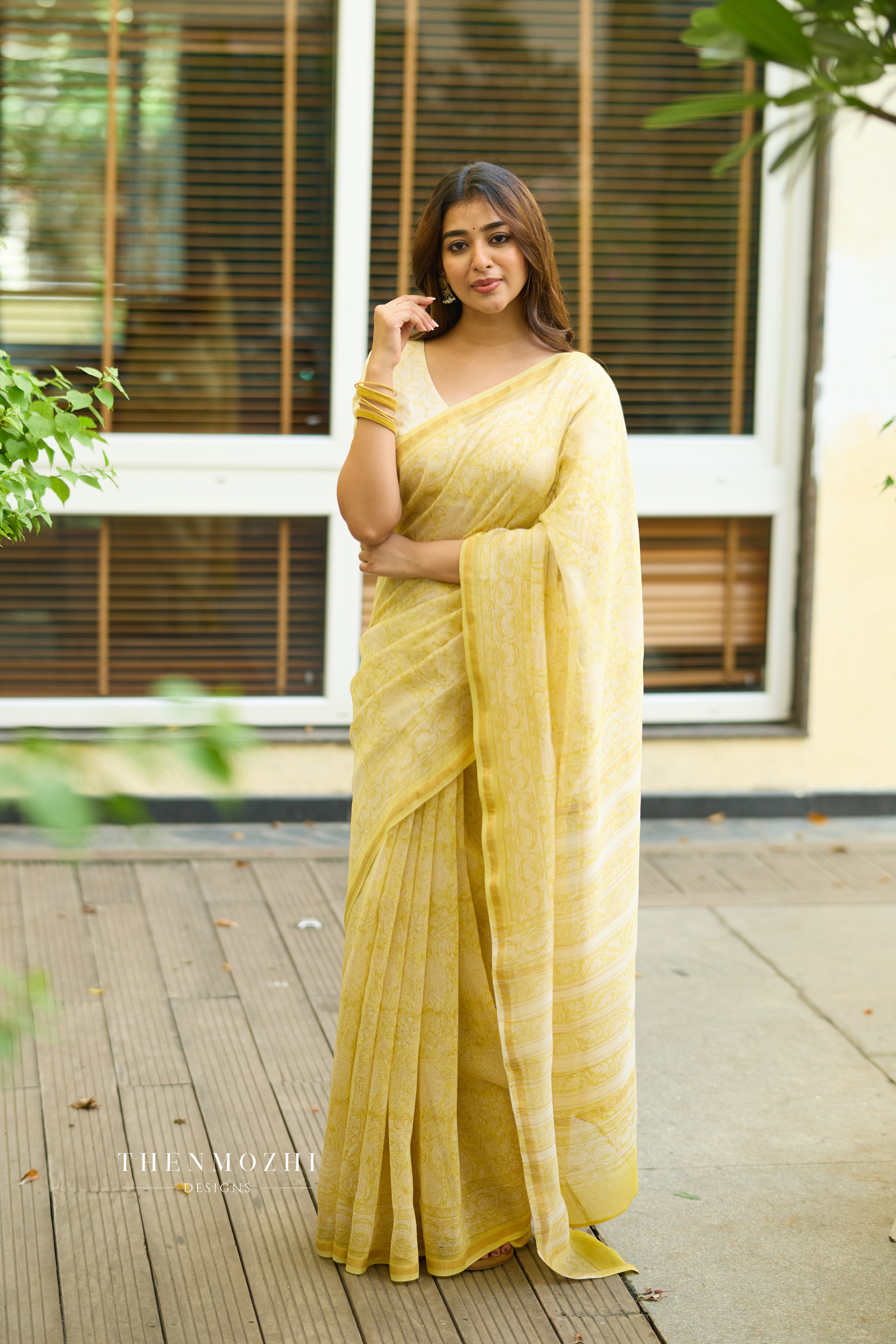 Yellow - Chanderi Silk Cotton Saree