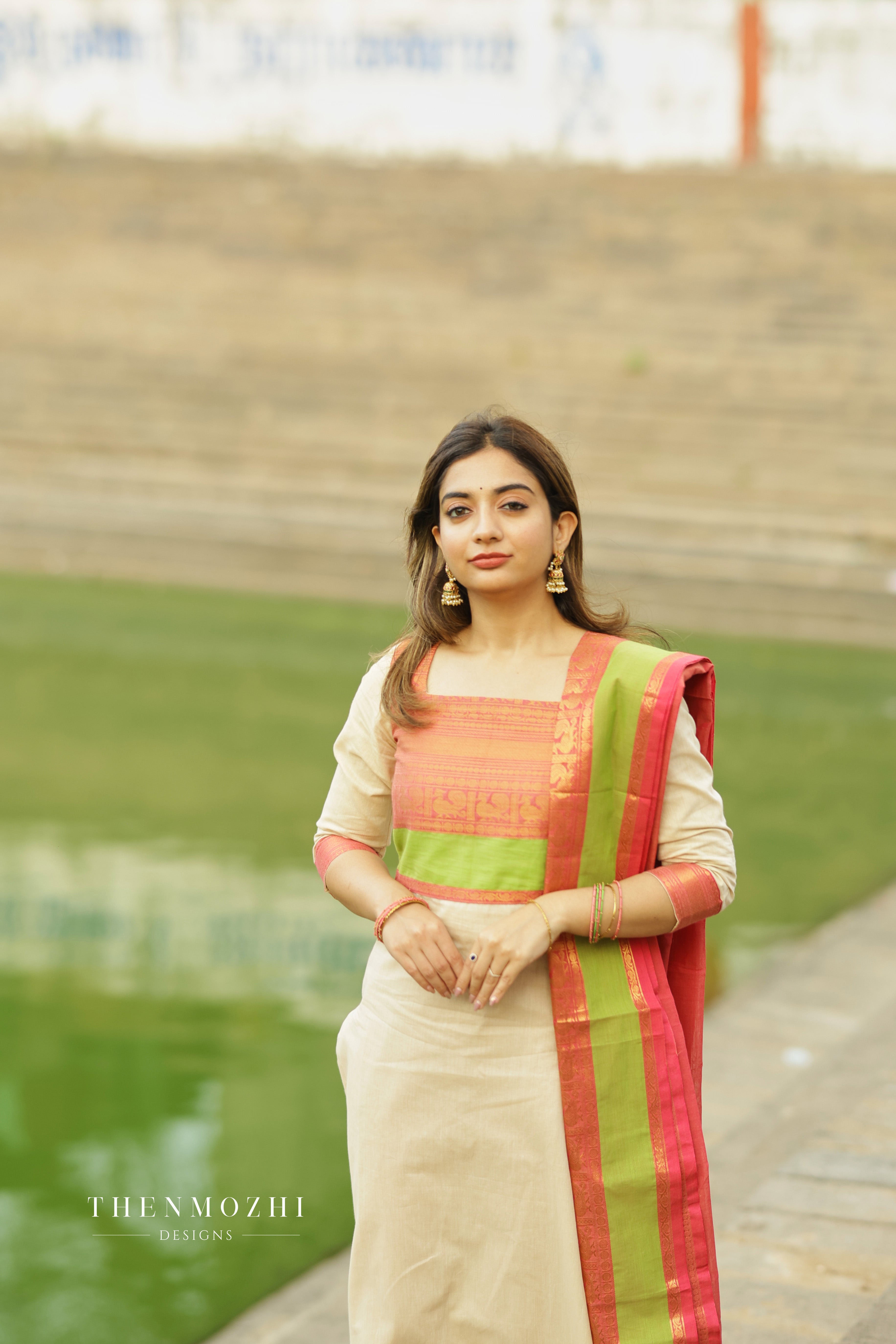 Half White Chettinad Cotton Salwar