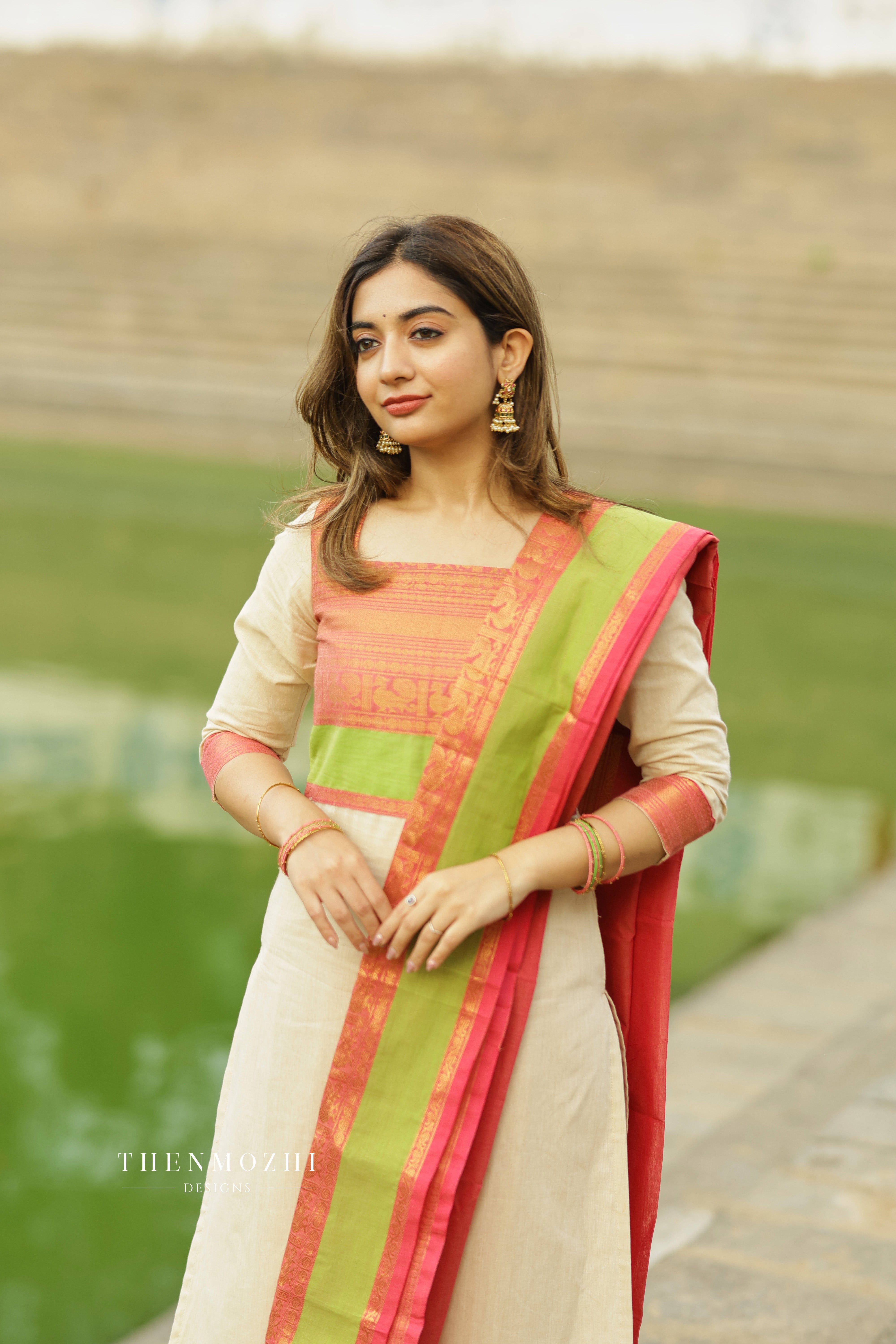 Half White Chettinad Cotton Salwar