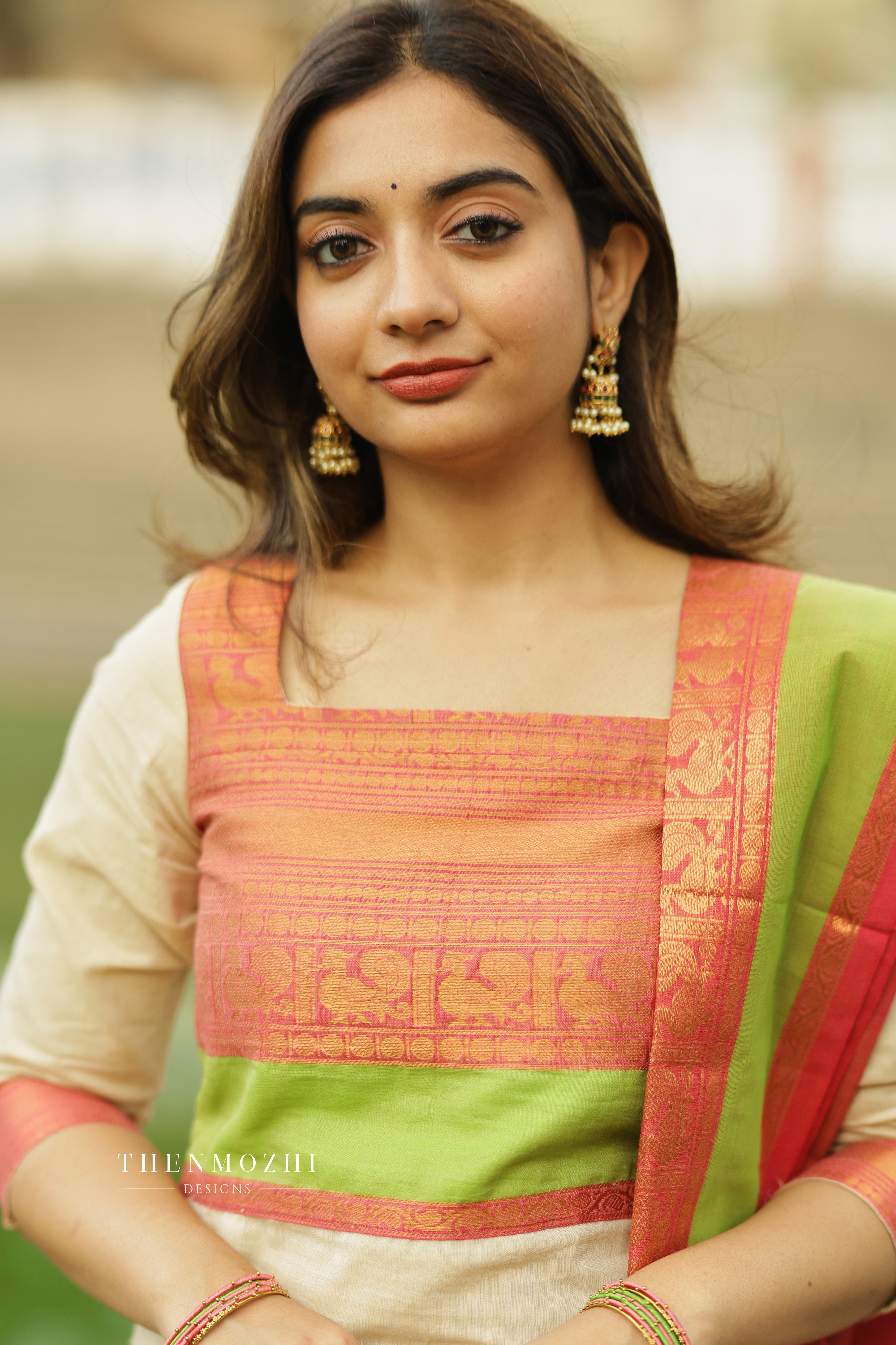 Half White Chettinad Cotton Salwar