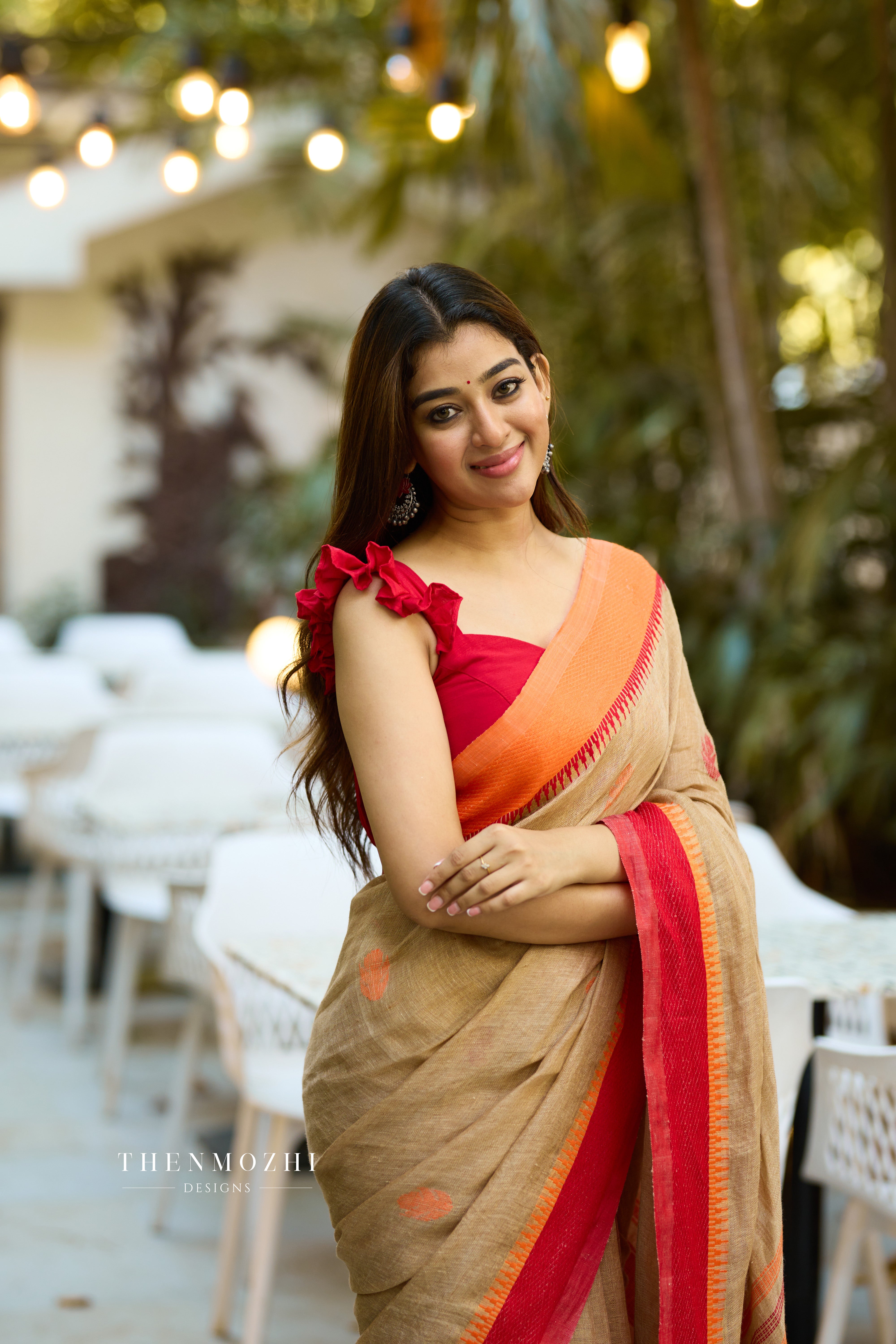 Beige Linen Saree