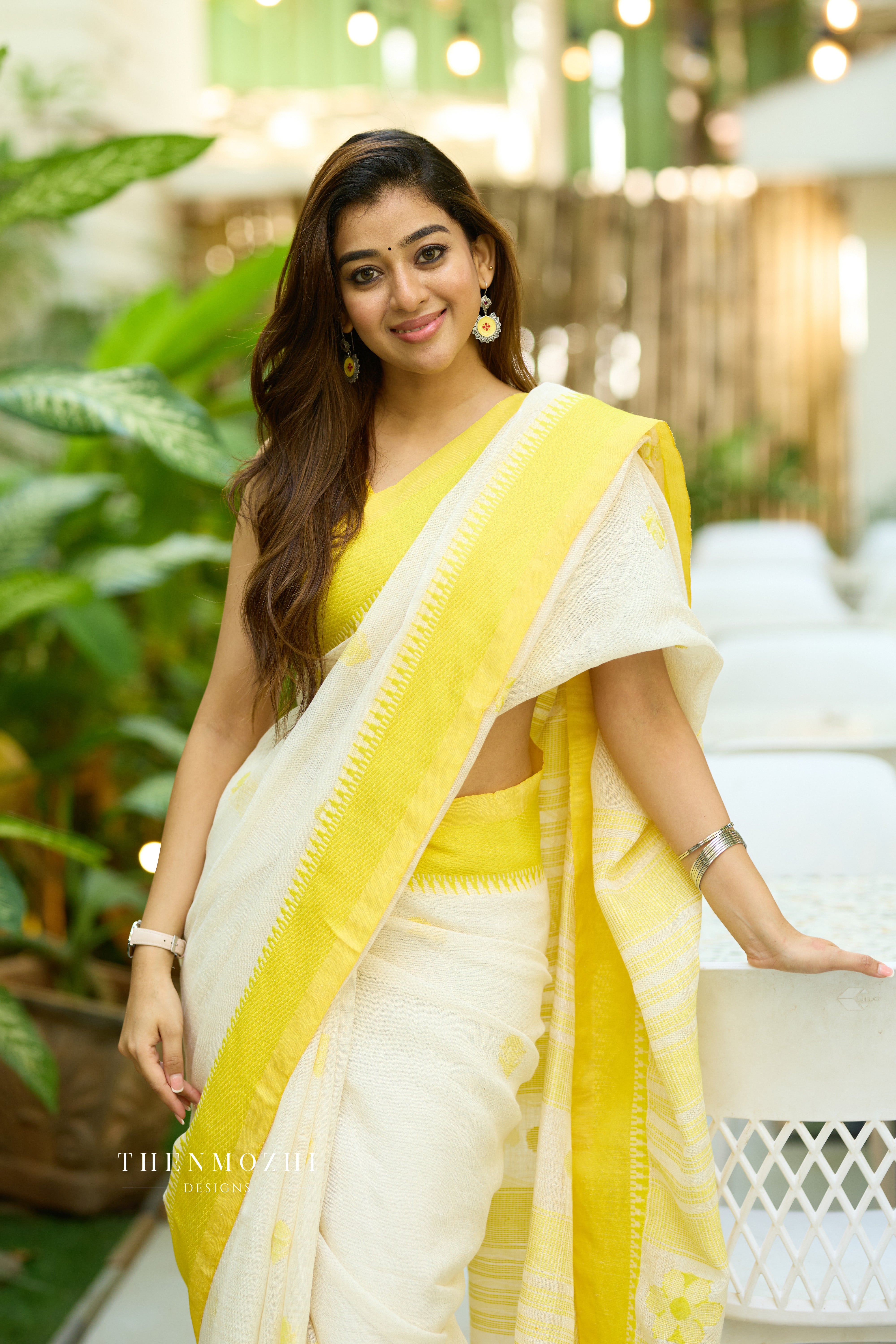 Half White Linen Saree