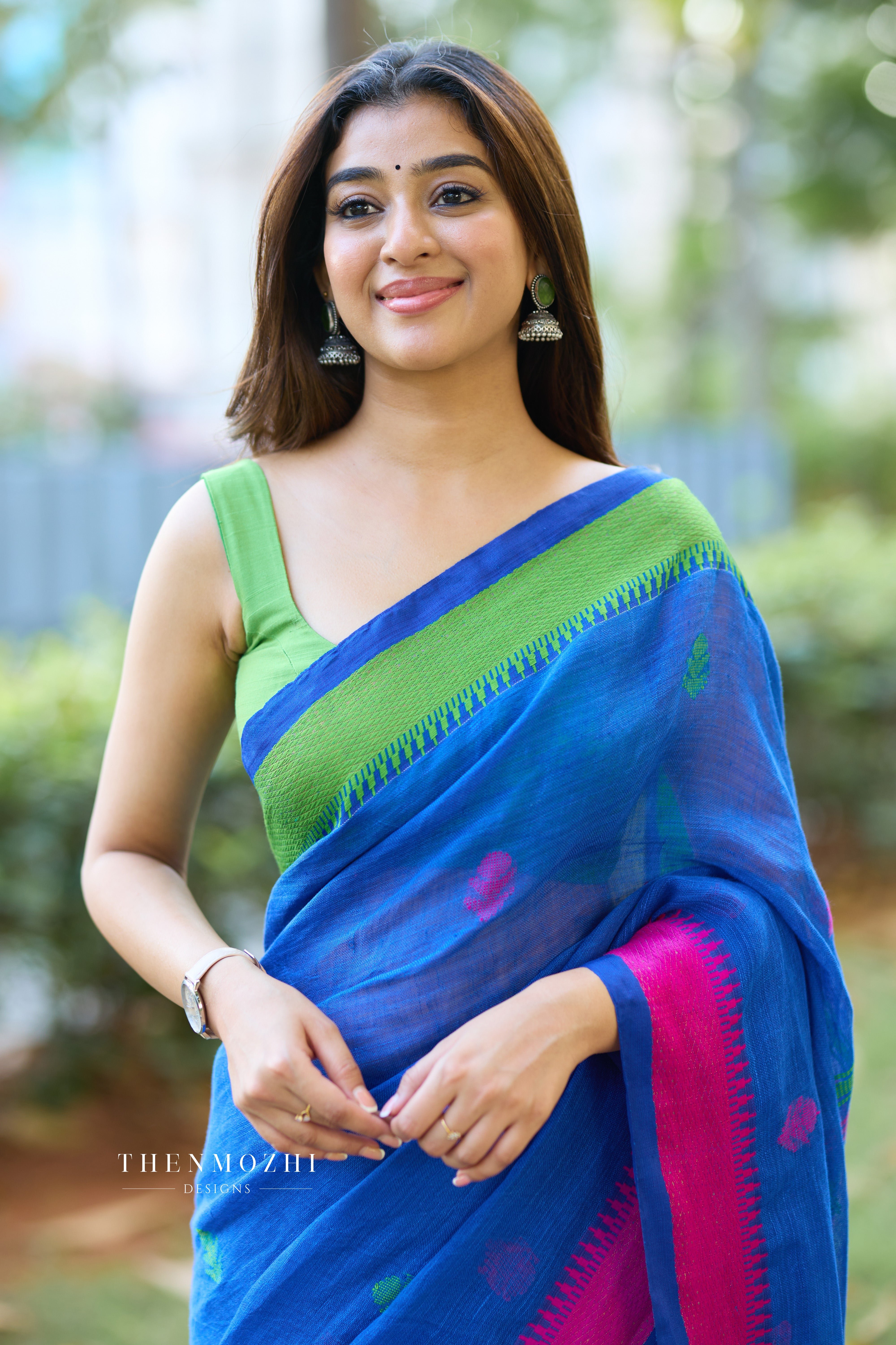 Blue Linen Saree