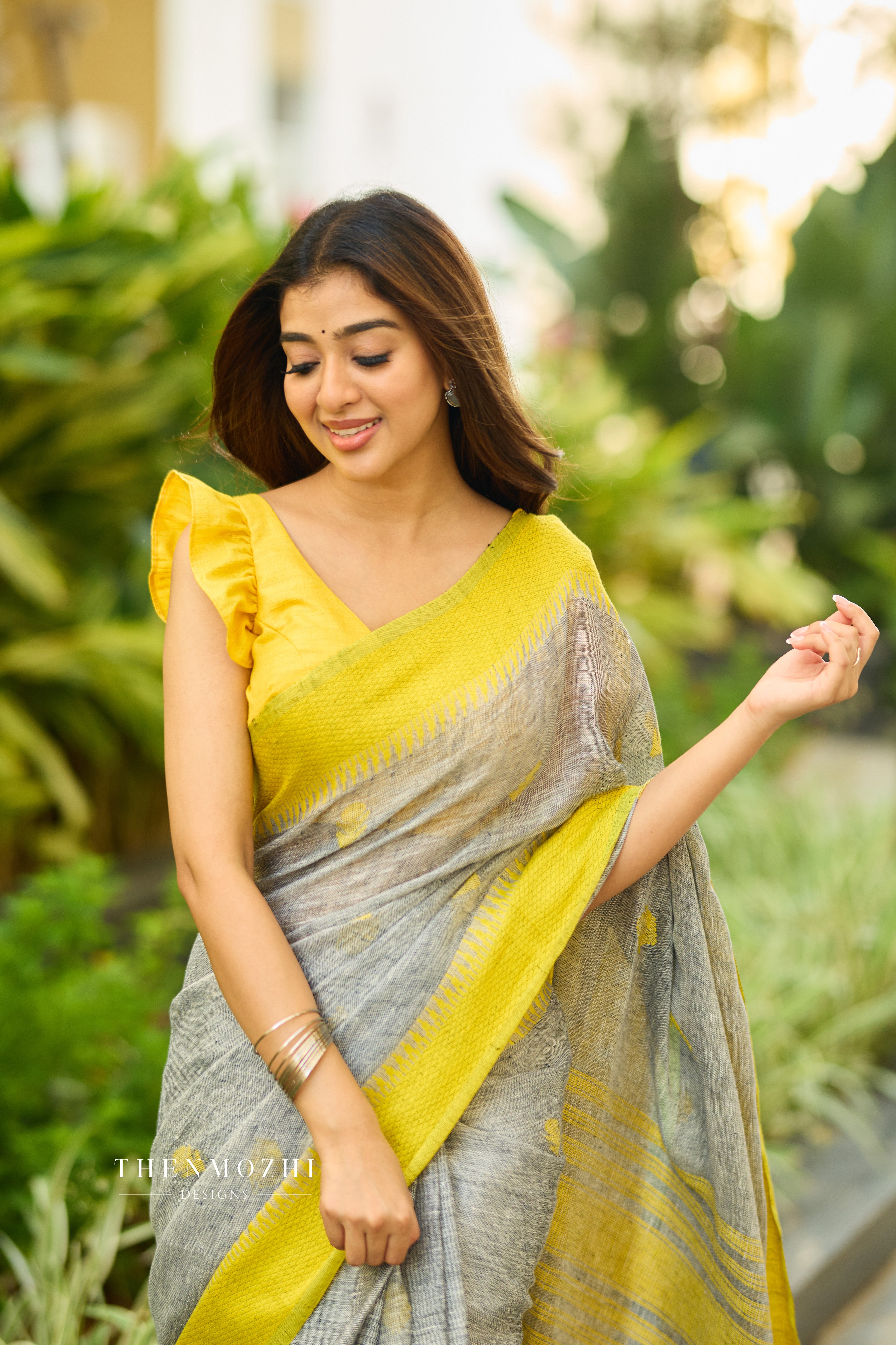 Grey Linen Saree