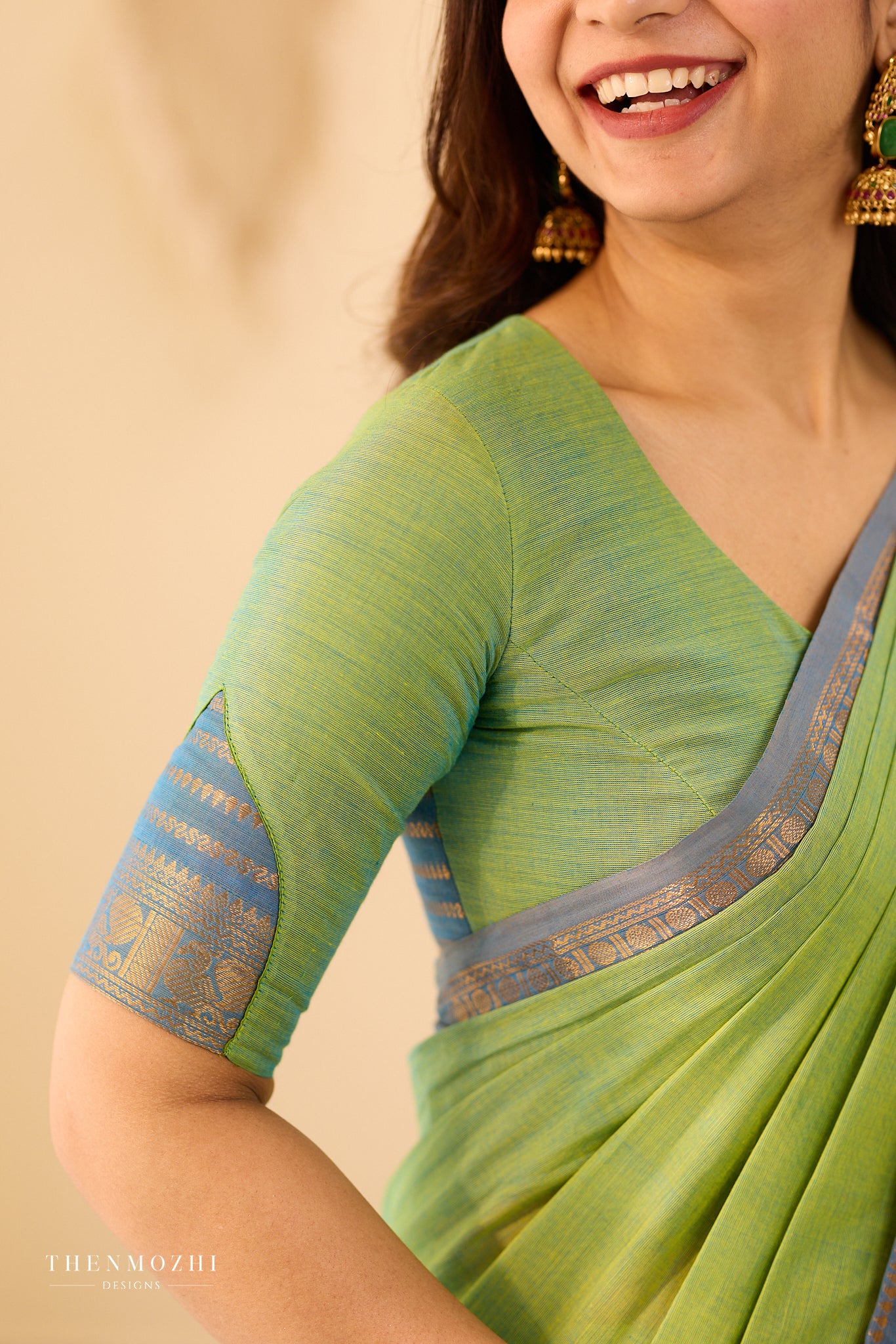 Pistachio Green | Slate Blue Chettinad Cotton