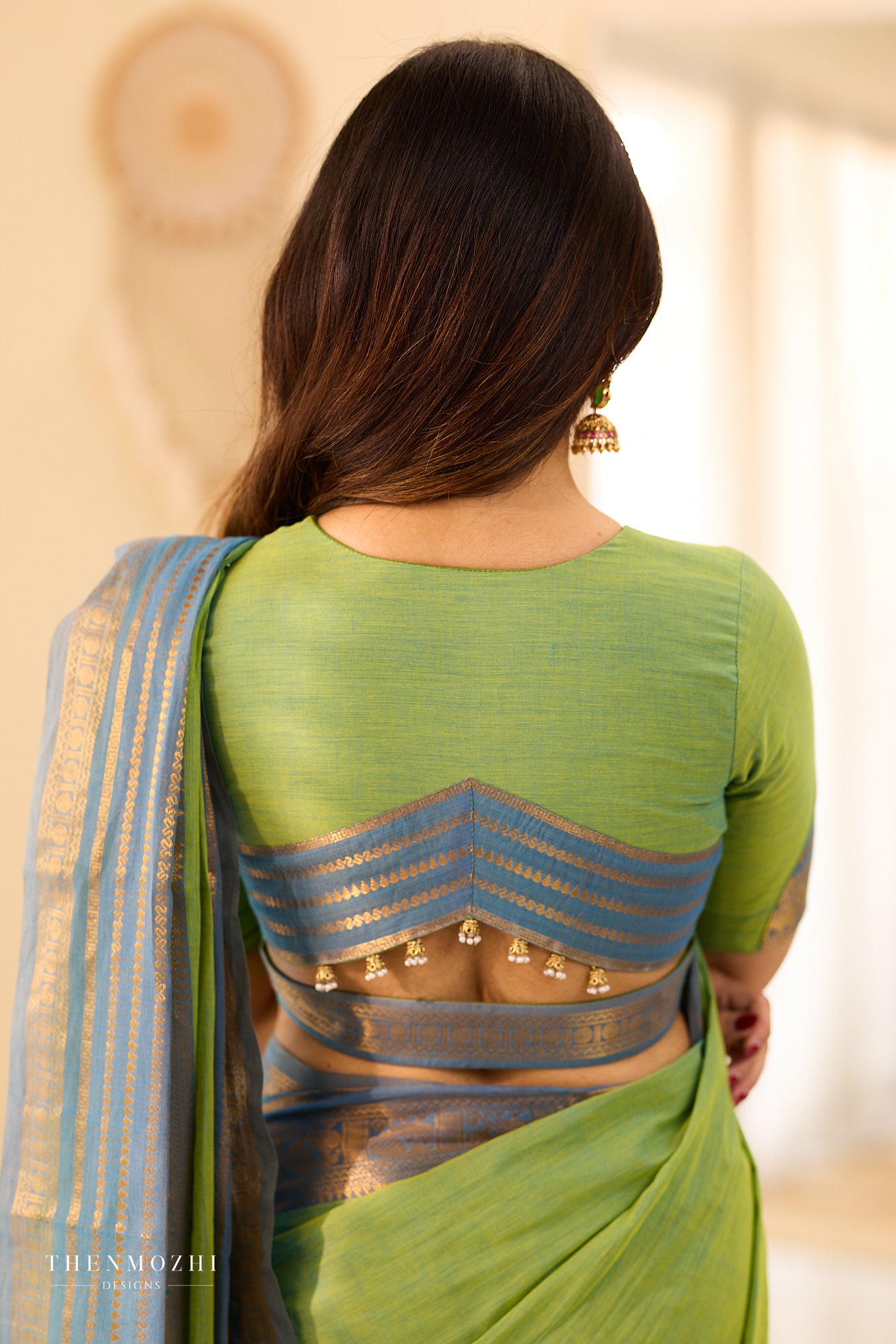Pistachio Green | Slate Blue Chettinad Cotton