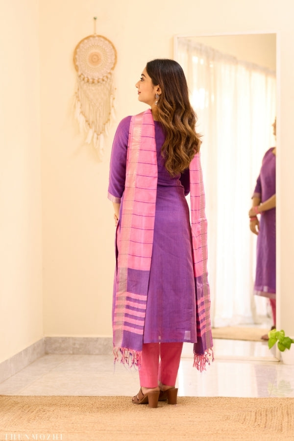 Purple Mangalagiri Semi Silk Salwar