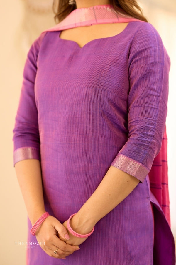 Purple Mangalagiri Semi Silk Salwar