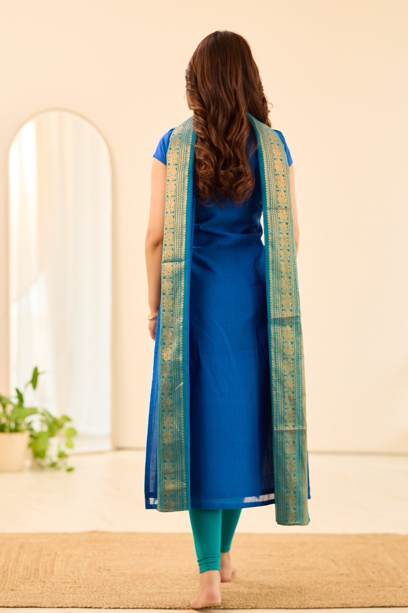 Royal Peacock Blue Chettinad Cotton Salwar