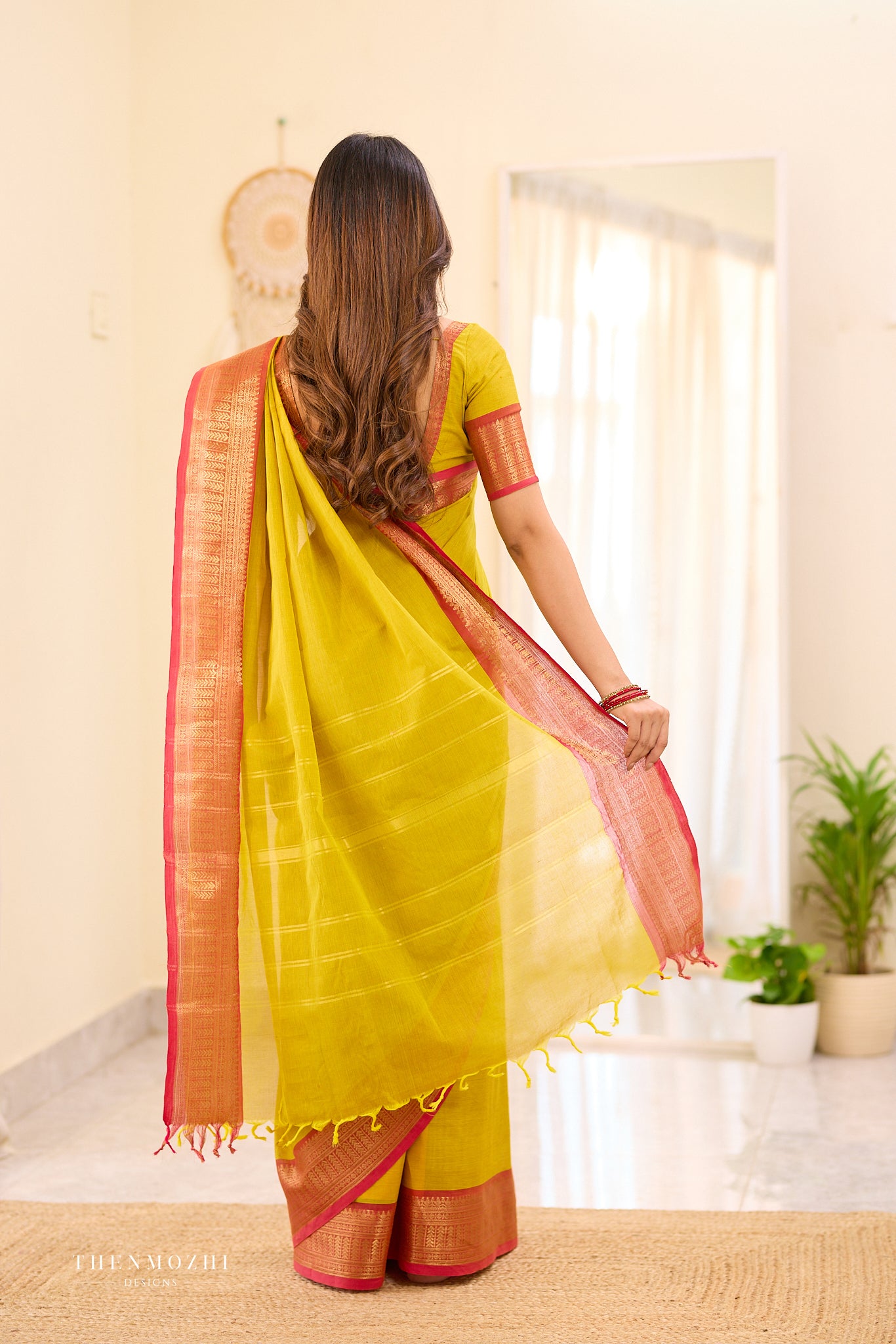 Saffron Yellow Chettinad Cotton Saree