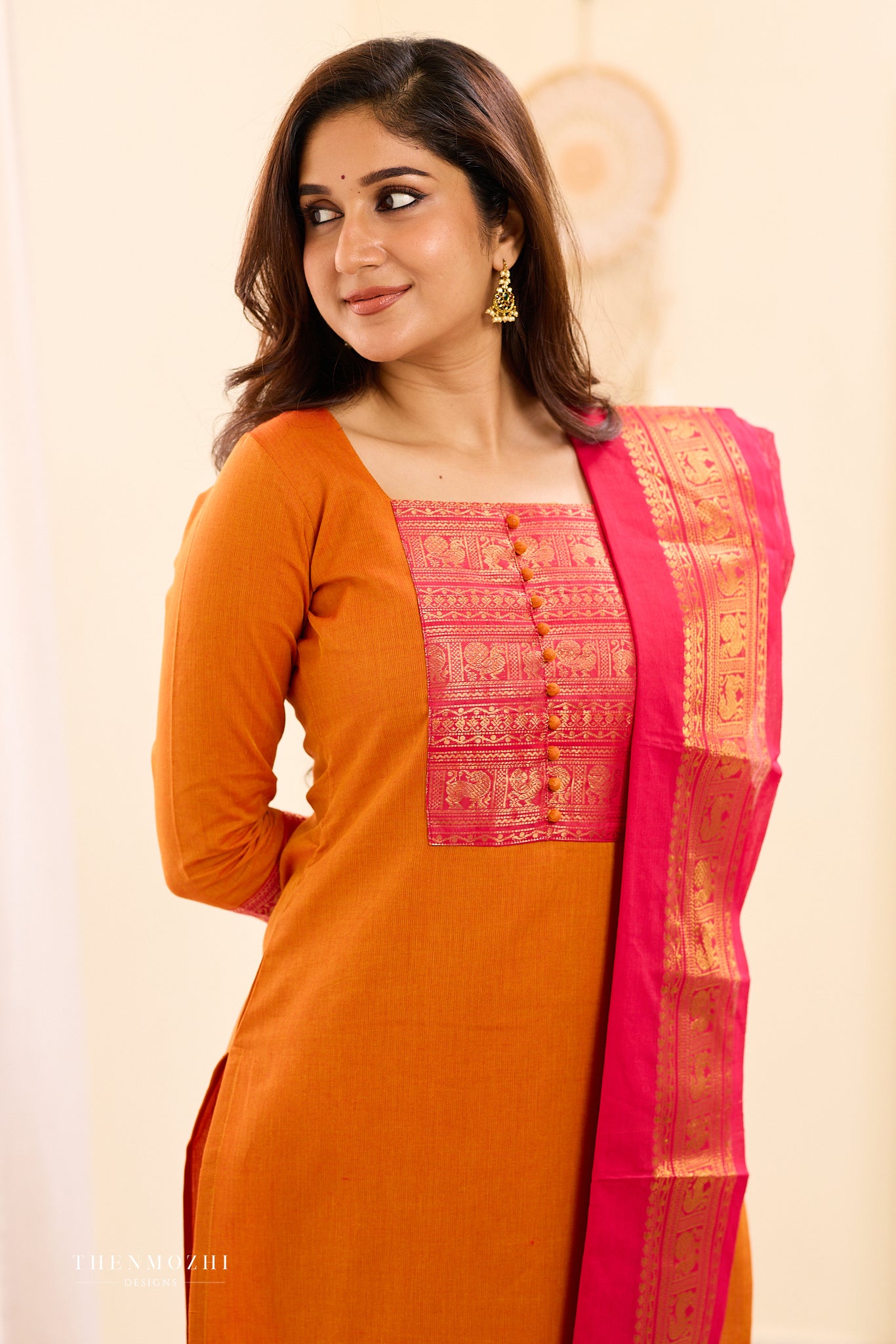 Tangerine Chettinad Cotton Salwar