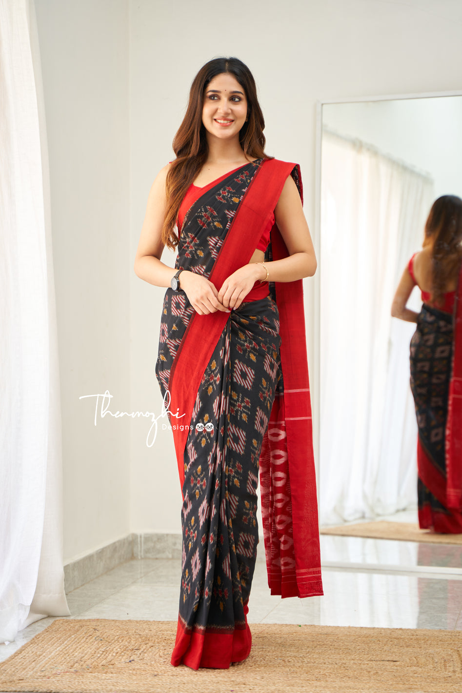 Black and Red Charm - Ikkat Saree