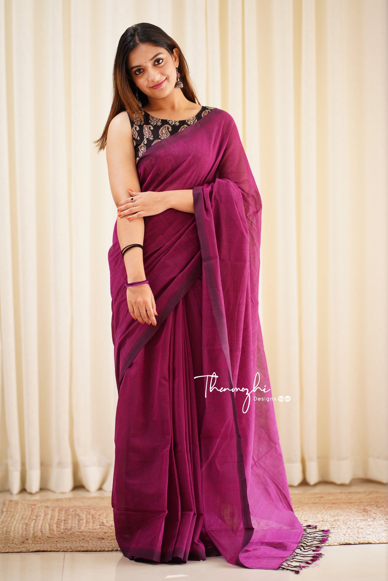 Magic - Pink Mangalagiri Plain Cotton Saree