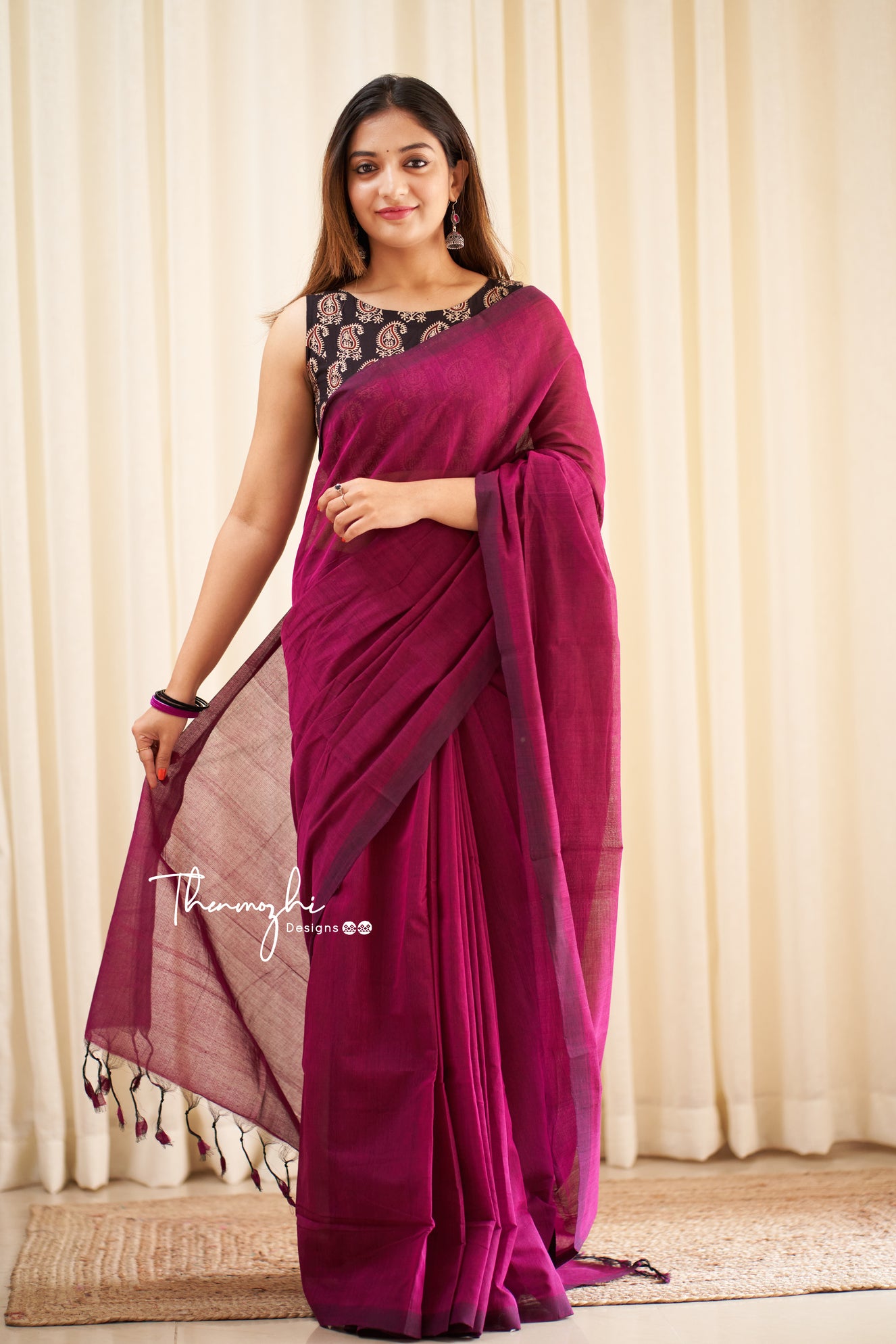 Magic - Pink Mangalagiri Plain Cotton Saree