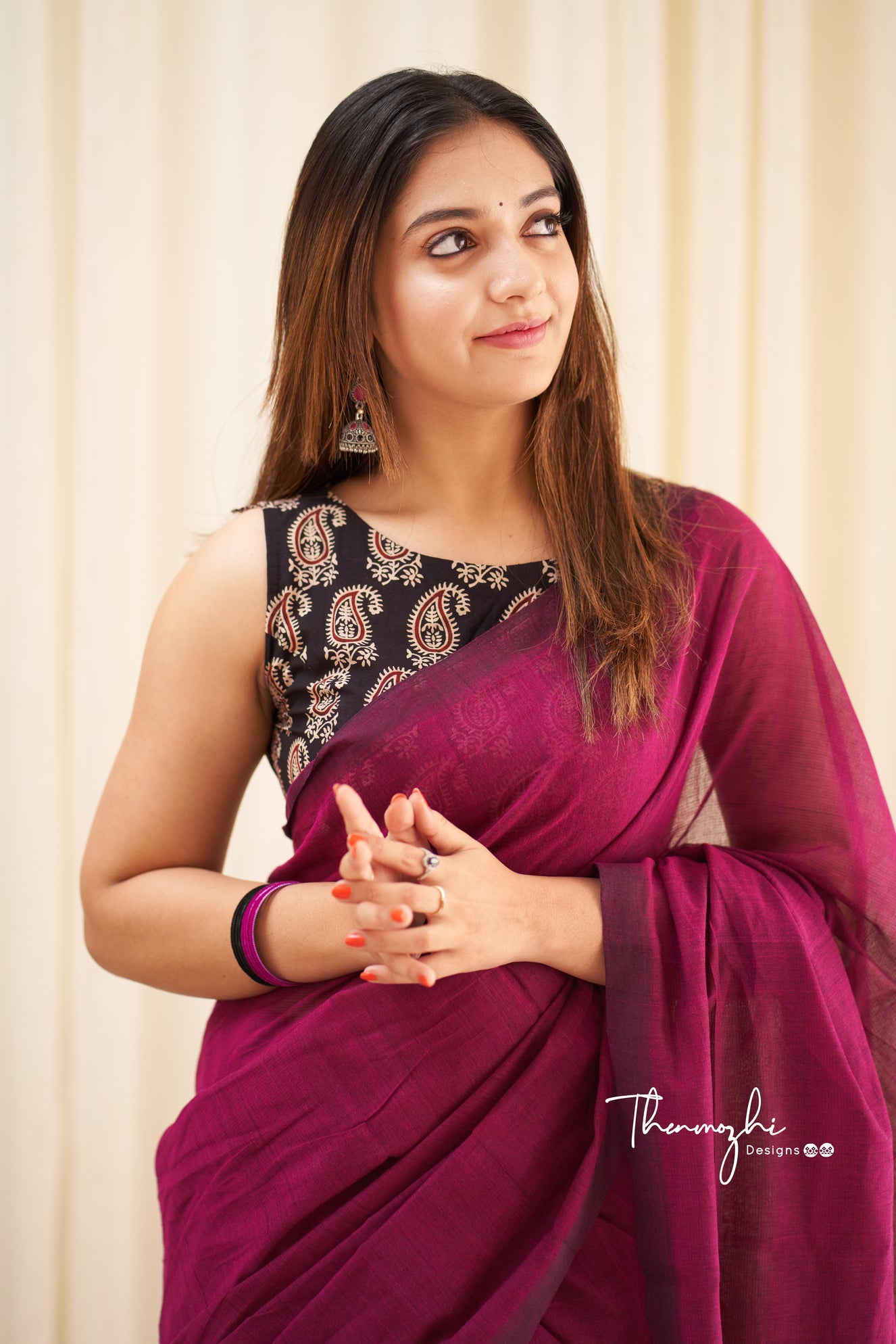 Magic - Pink Mangalagiri Plain Cotton Saree