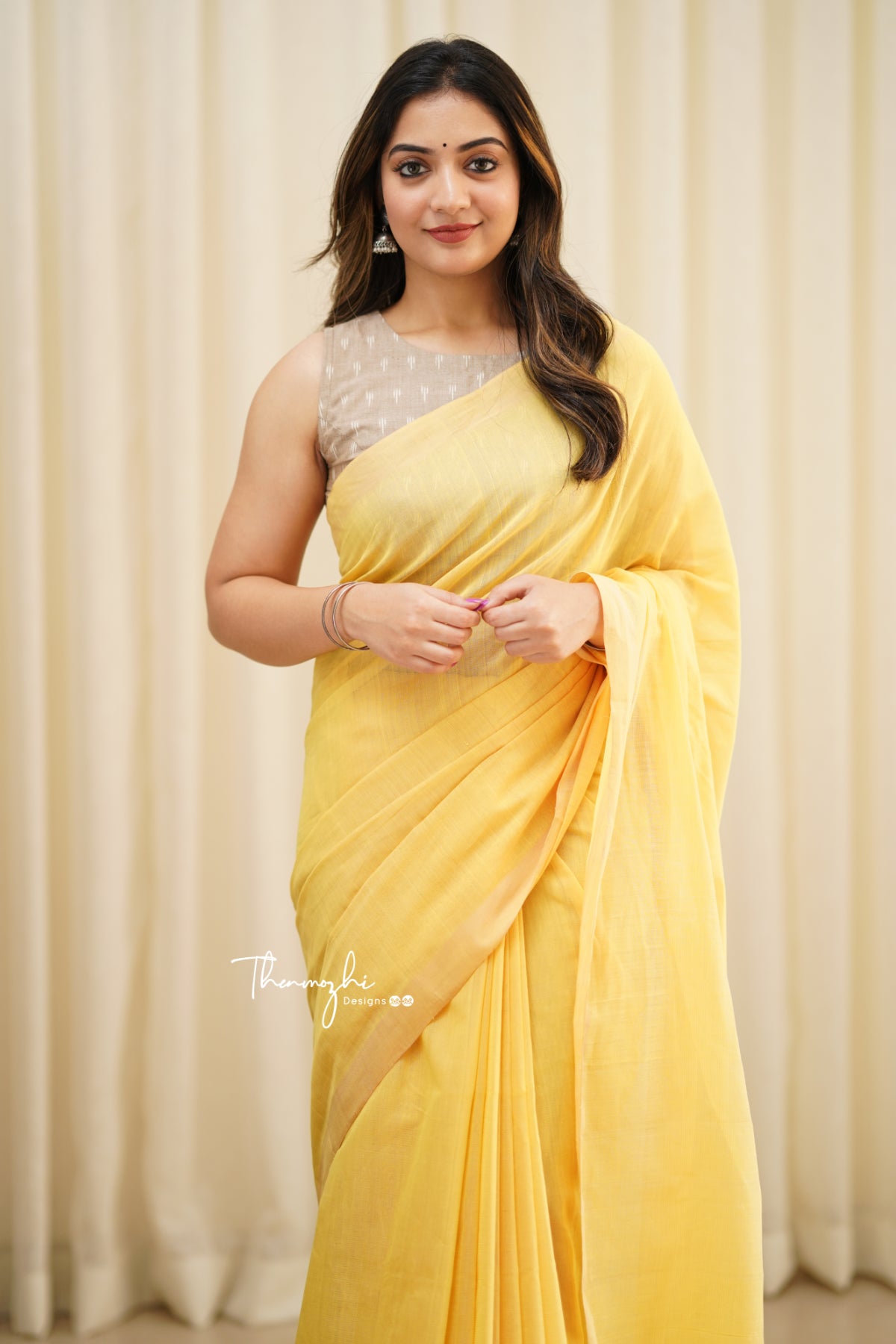 Yellow Canary - Yellow Mangalagiri Plain Cotton Saree