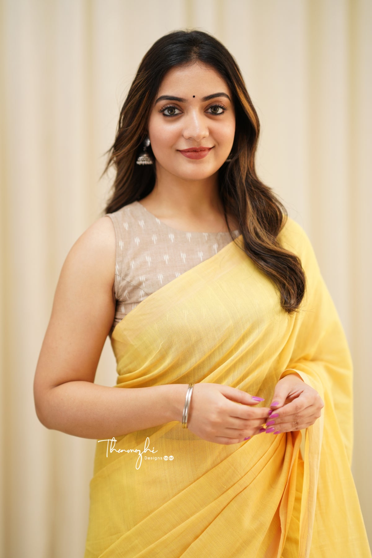 Yellow Canary - Yellow Mangalagiri Plain Cotton Saree