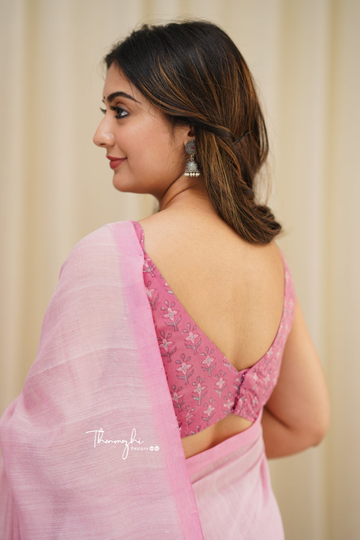 Flamingo - Pink Mangalagiri Plain Cotton Saree
