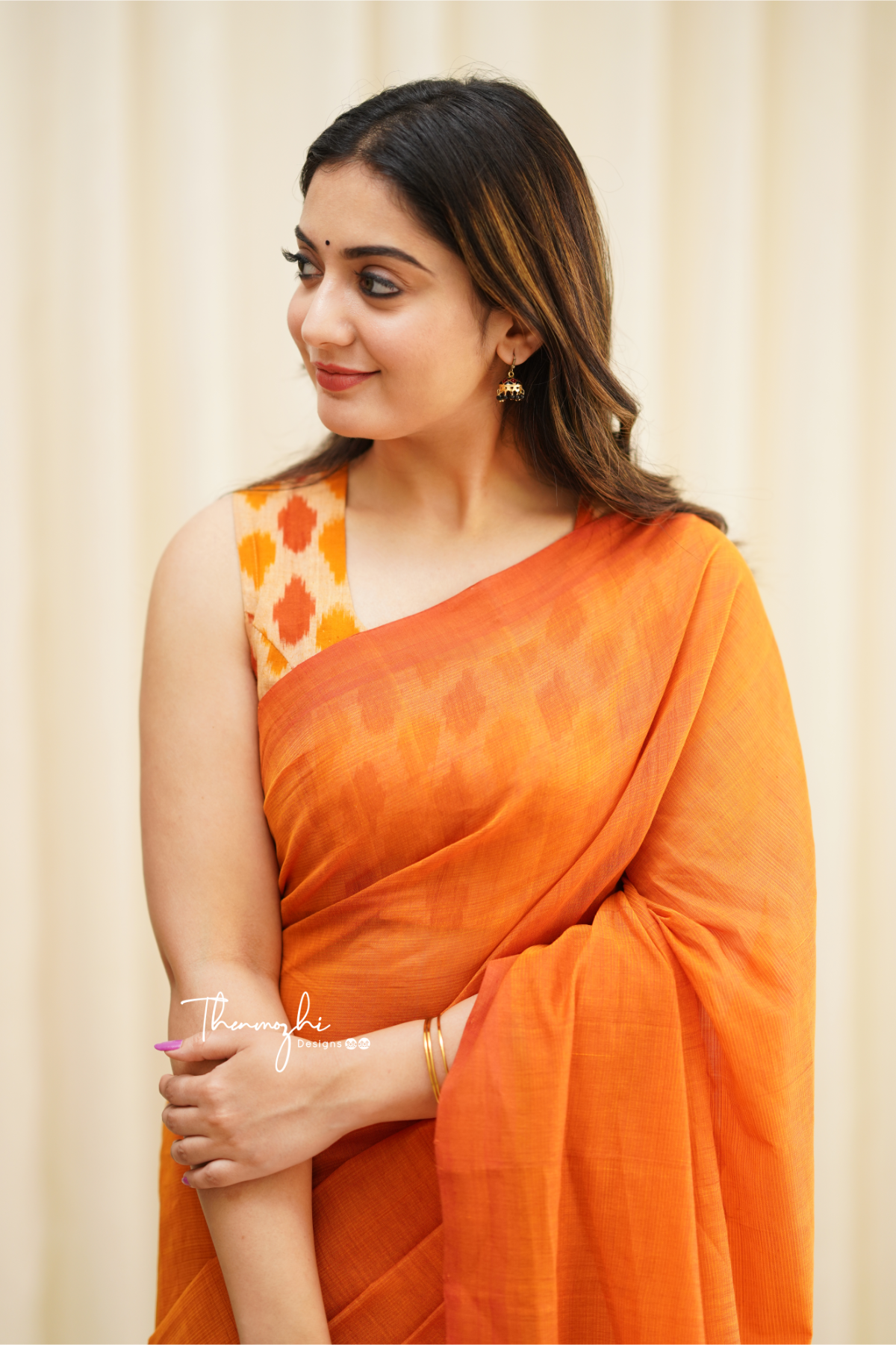 Orange Dove - Orange Mangalagiri Plain Cotton Saree
