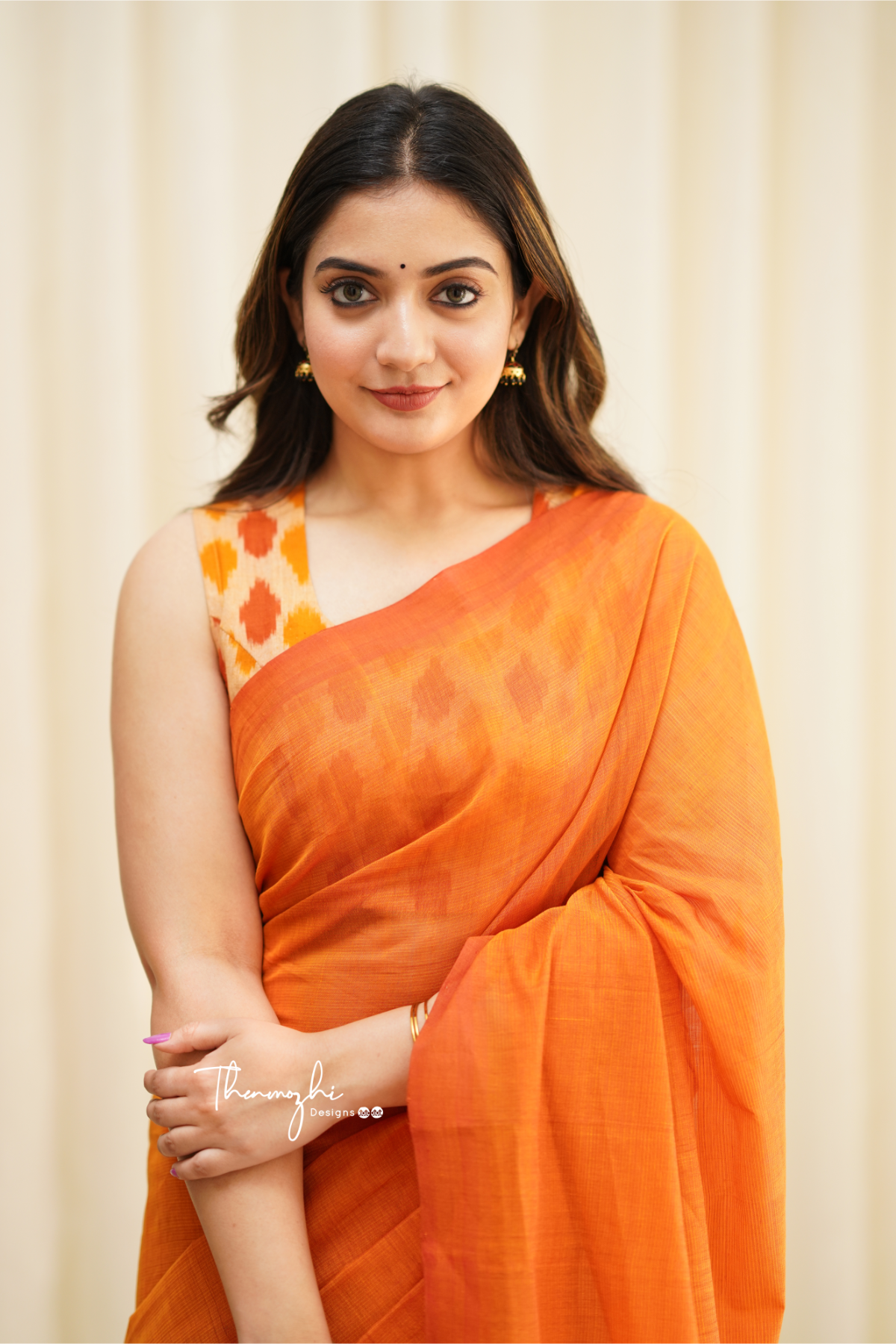 Orange Dove - Orange Mangalagiri Plain Cotton Saree