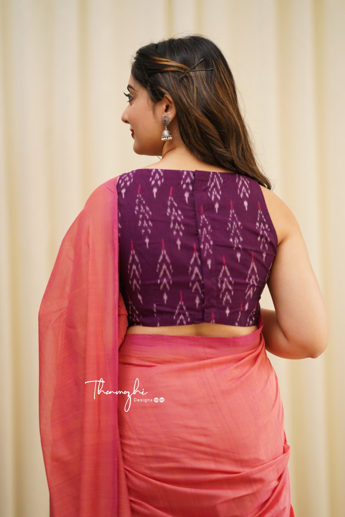 Spoonbill - Pink Mangalagiri Plain Cotton Saree