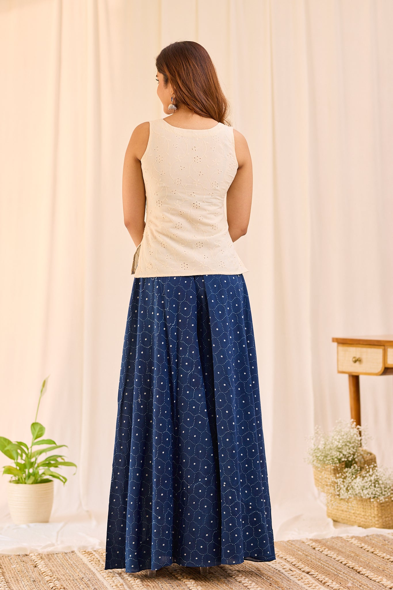 Deep Indigo Hand-block Printed Gharara Pants