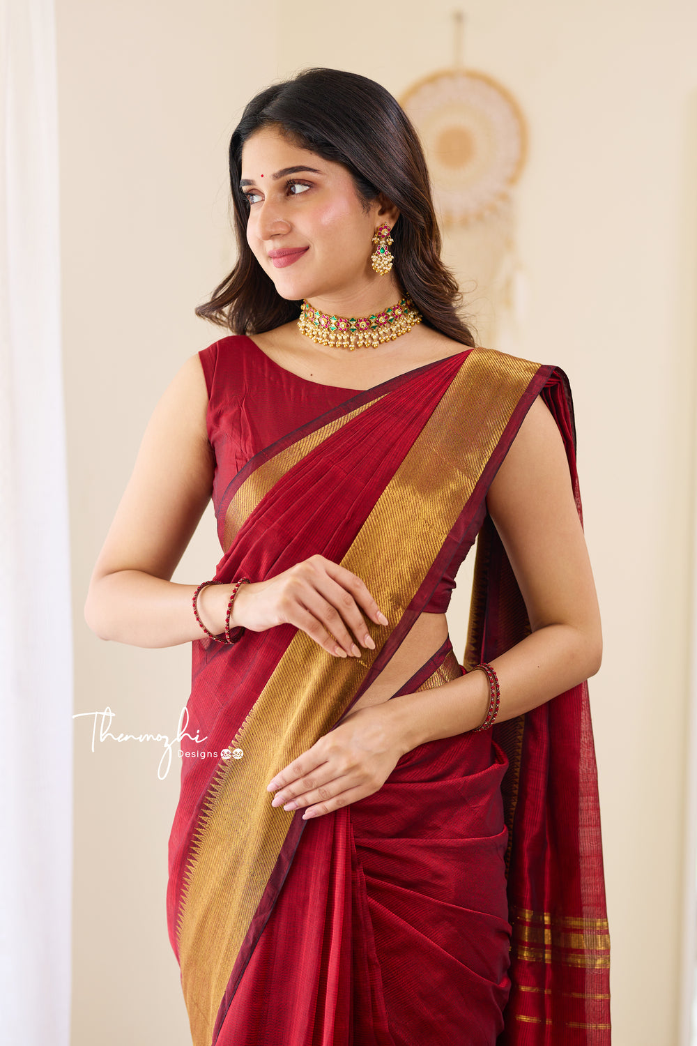 Classy Maroon - Mangalagiri Silk Cotton Saree