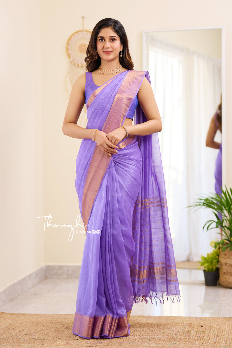Graceful Lilac Handwoven Mangalagiri Silk Cotton
