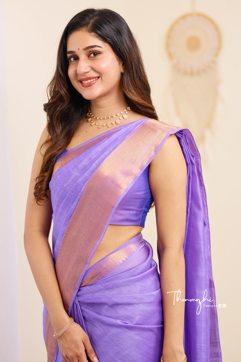 Graceful Lilac Handwoven Mangalagiri Silk Cotton
