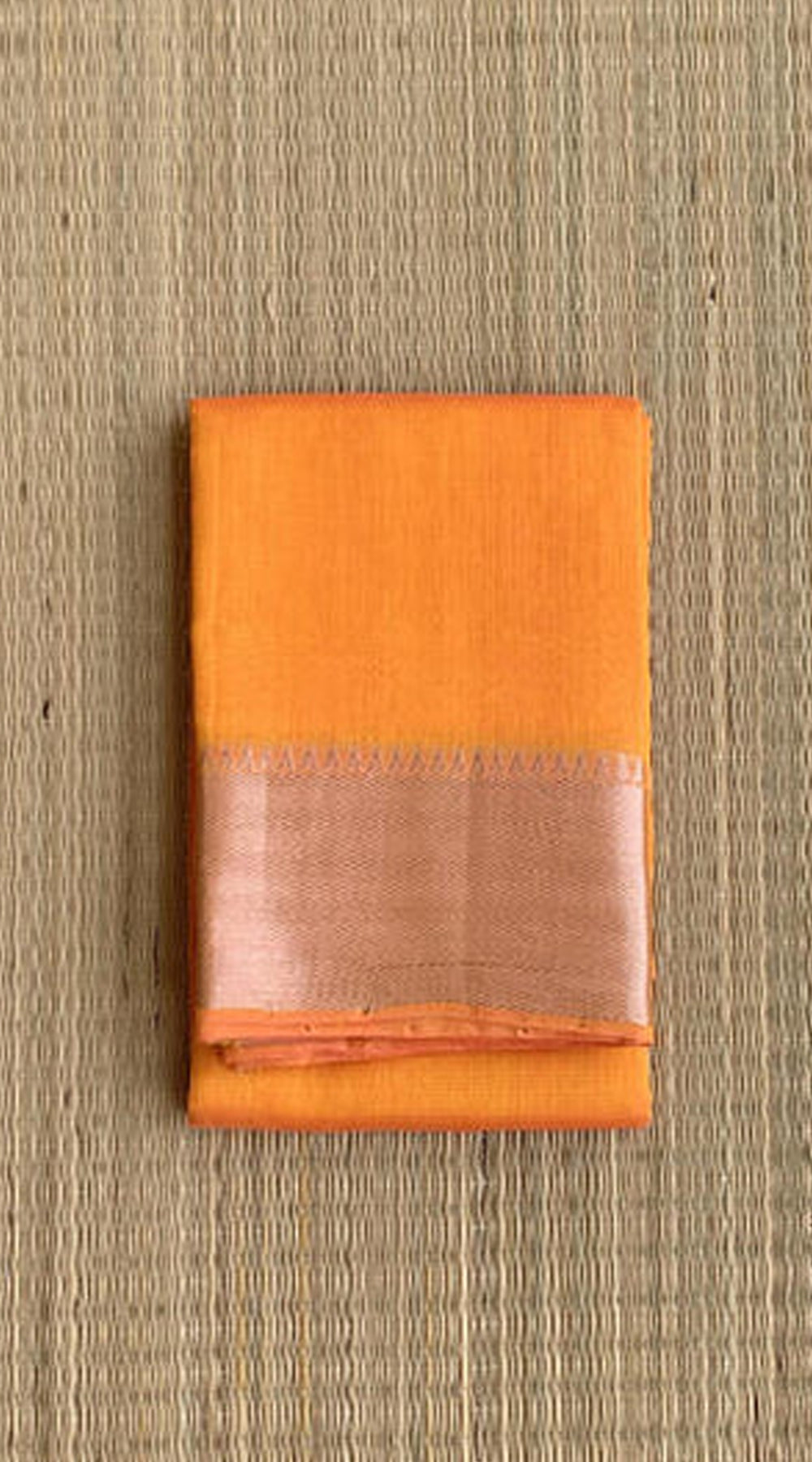 Vibrant Orange - Orange Mangalagiri Silk Cotton Saree