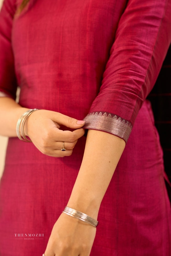 Wine Red Mangalagiri Semi Silk Salwar