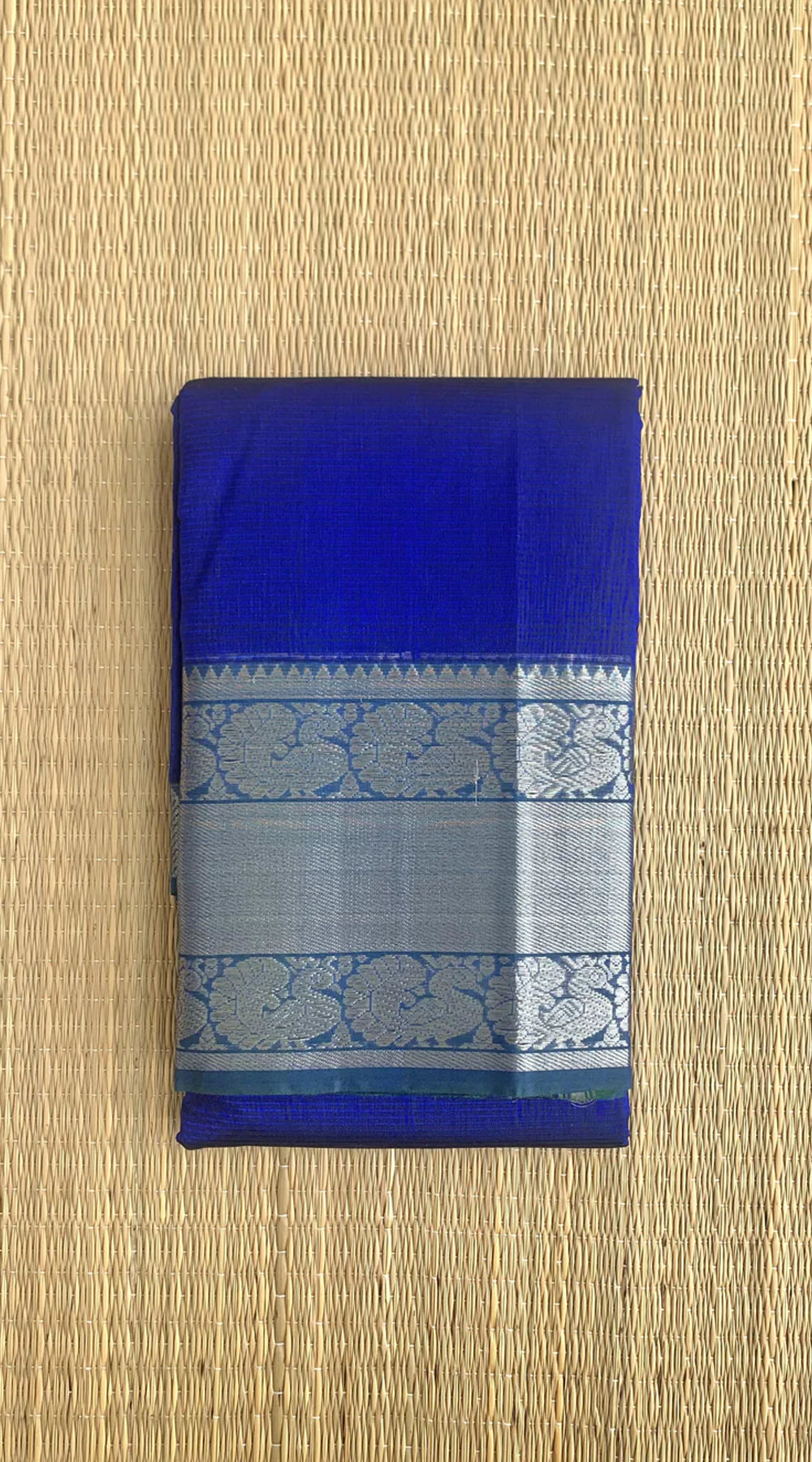 Zaffre Blue & Teal - Blue Mangalagiri Silik Cotton Saree