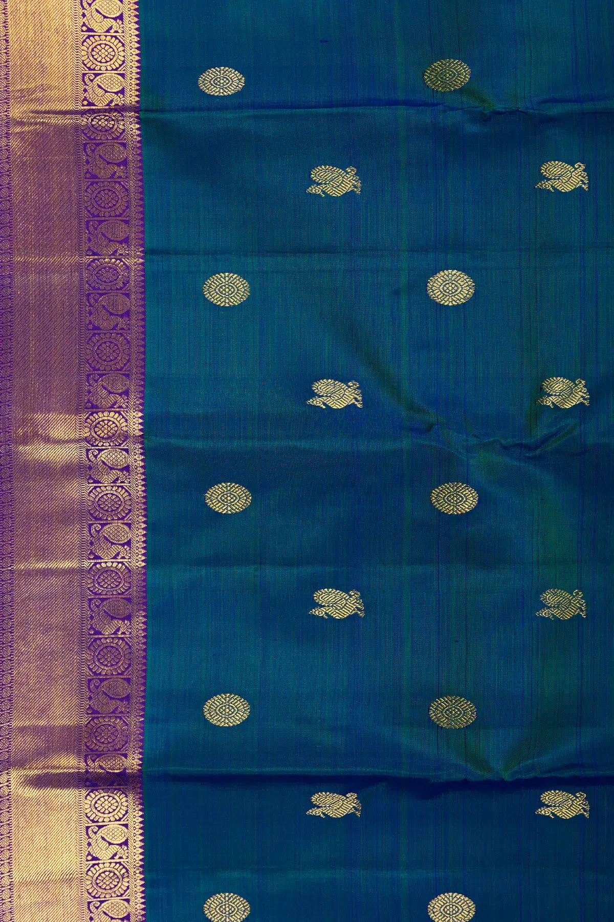 Peacock Blue Pure Silk Kanjivaram Saree