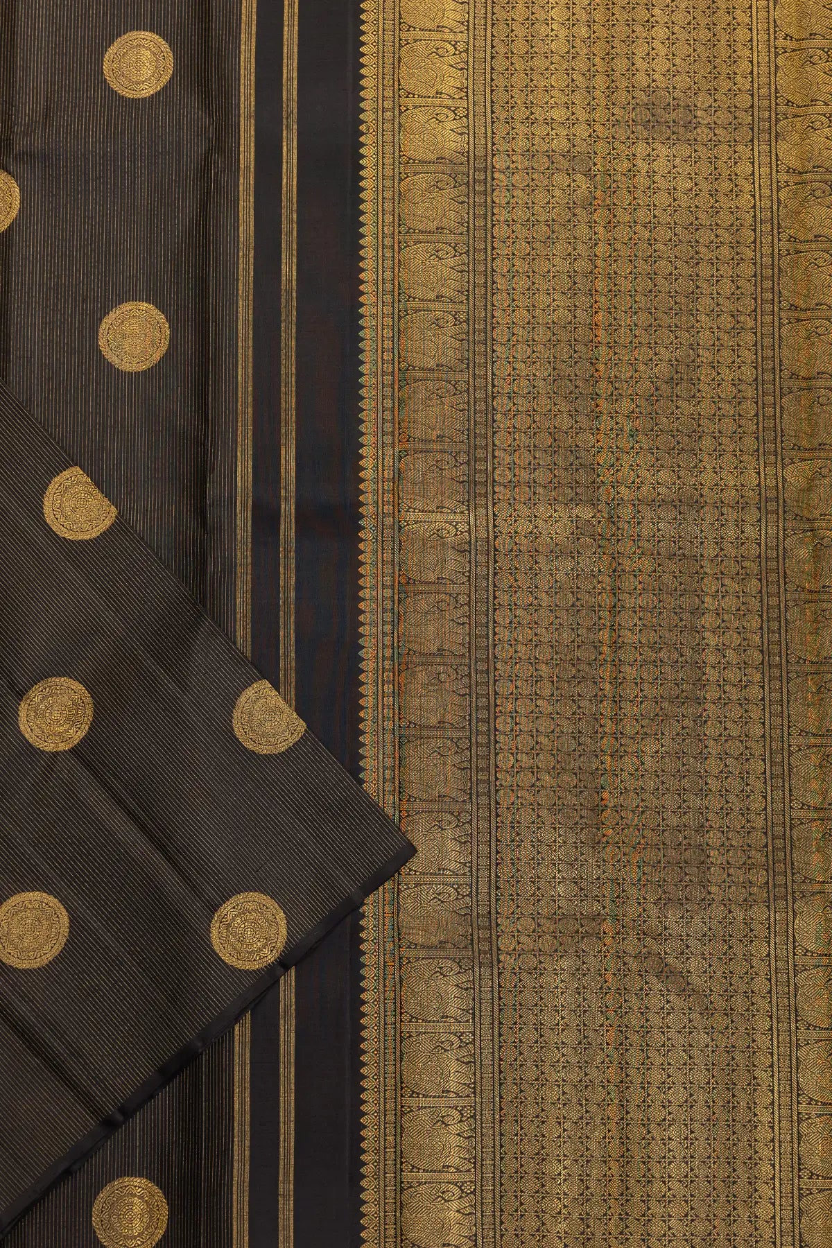 Black Pure Silk Kanjivaram Saree
