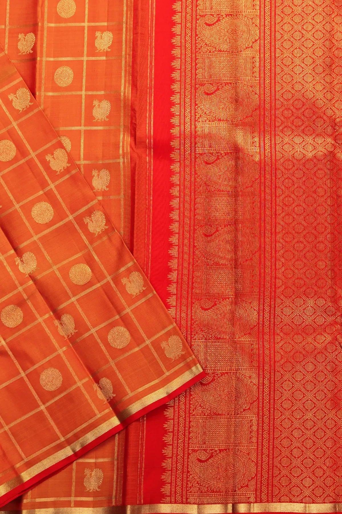 Orange Kanjivaram Pure Silk Saree