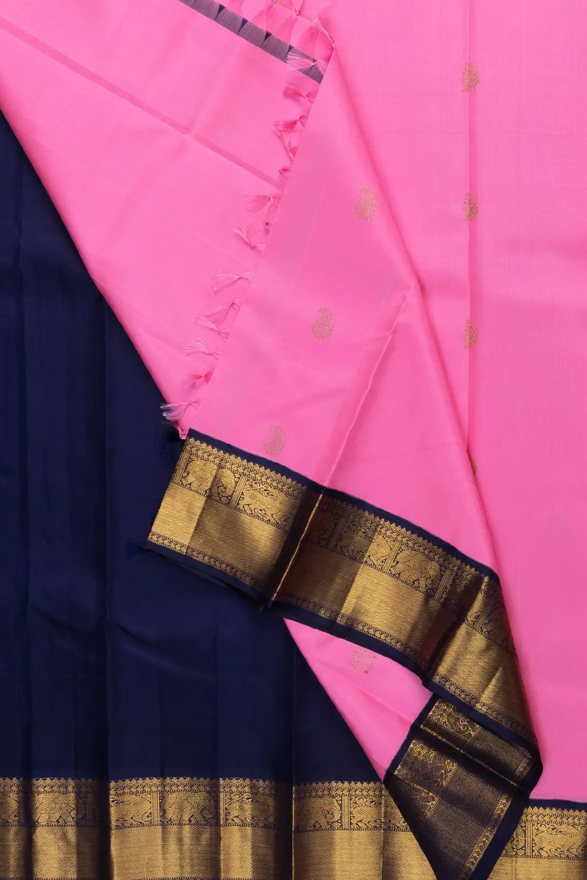 Rose Milk Pink Pure Kanjivaram Silk Saree