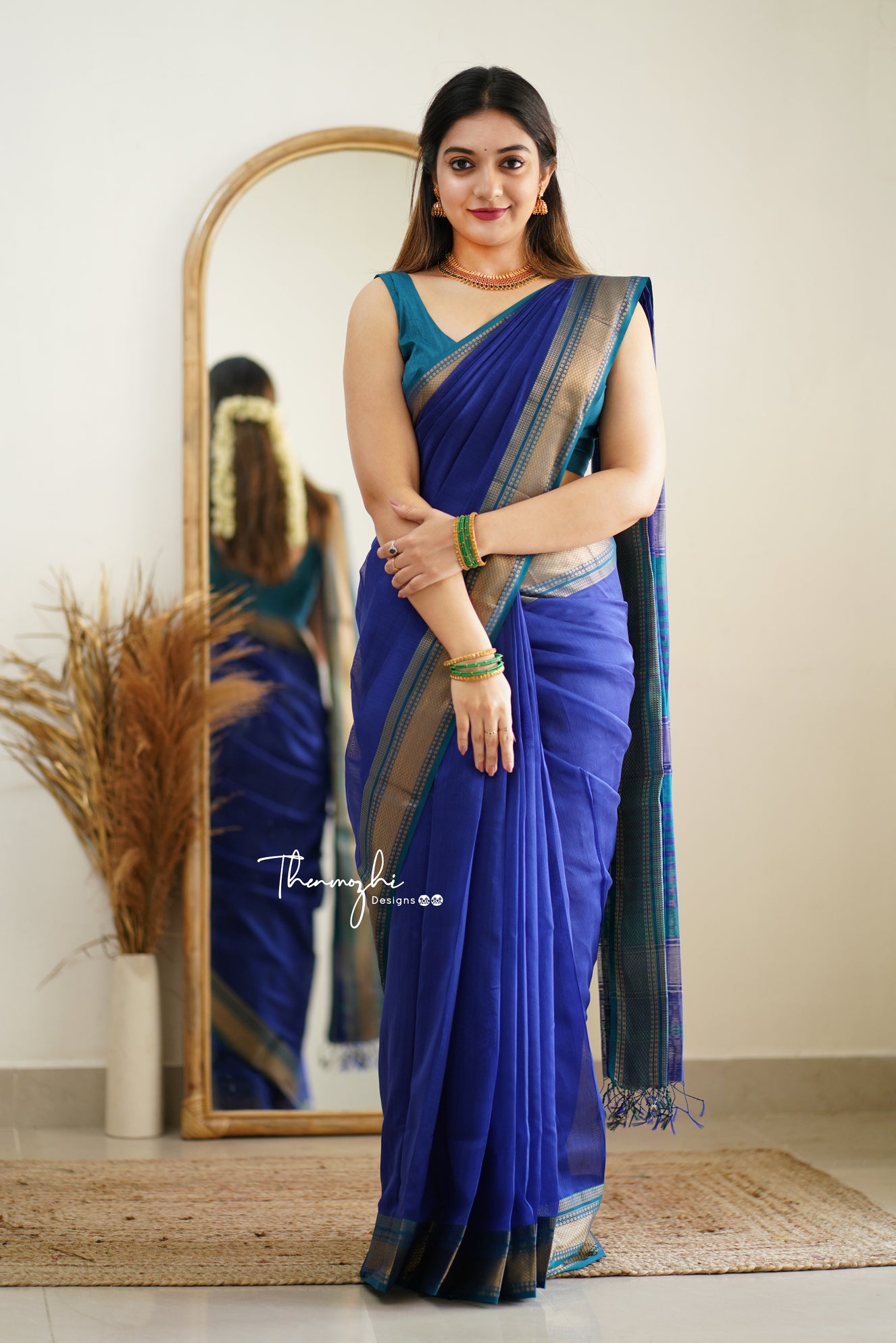 Diva (Blue) - Maheshwari Silk Cotton Handloom Saree