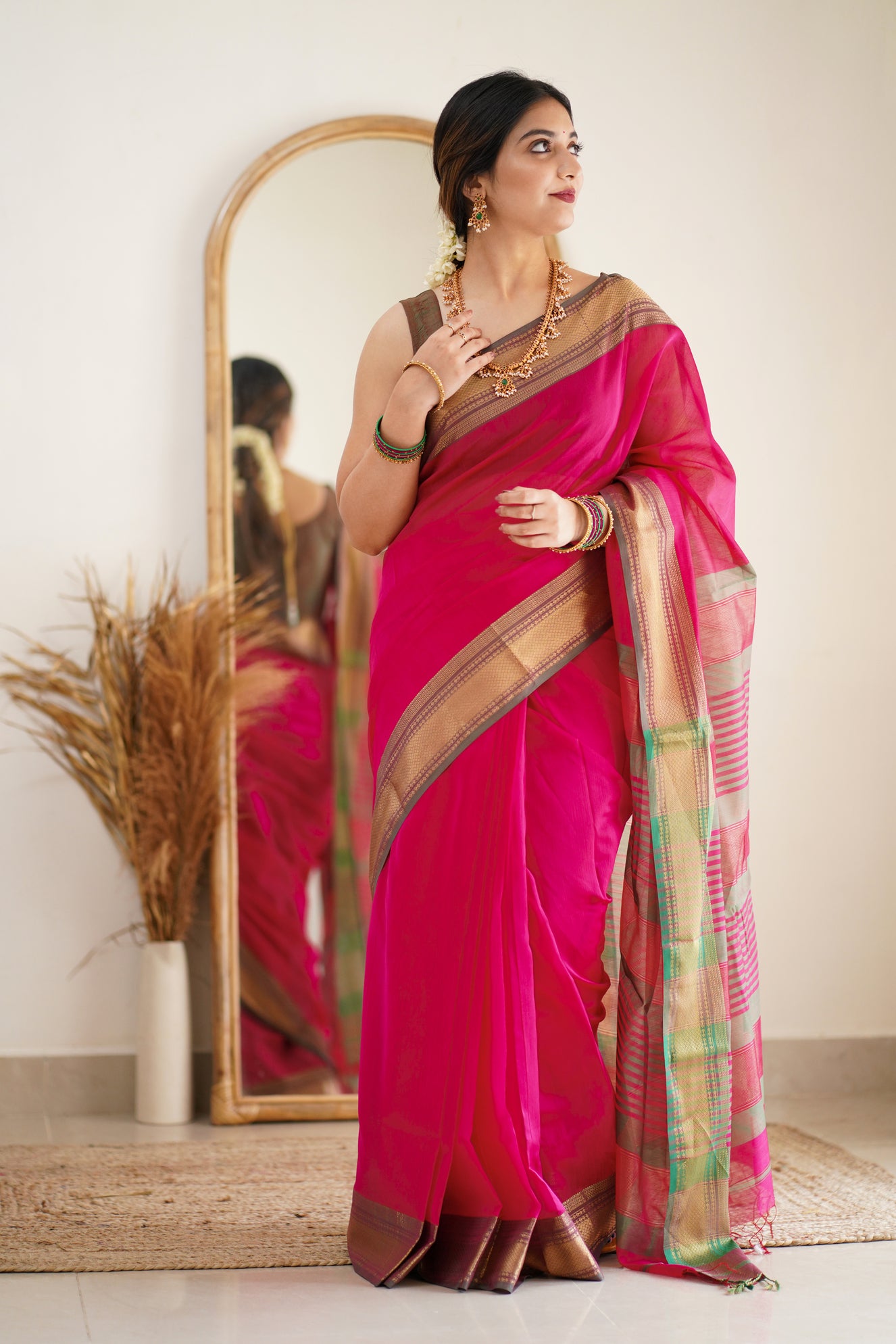 Diva (Pink) - Maheshwari Silk Cotton Handloom Saree