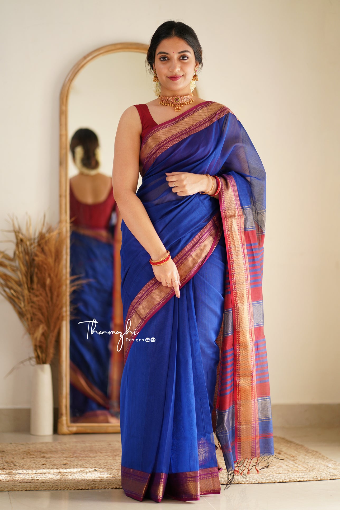 Diva (Royal Blue) Maheshwari Silk Cotton Handloom Saree