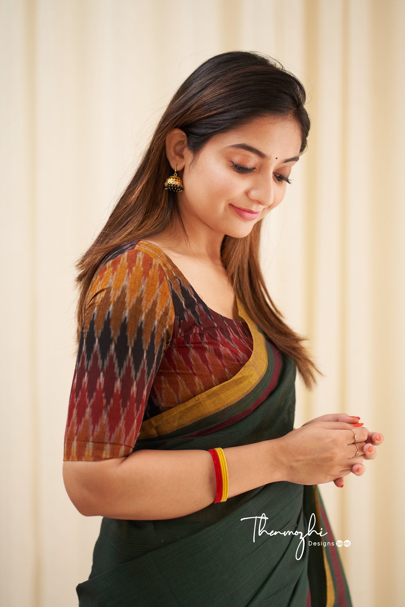 Carnation - Green Mangalagiri Plain Cotton Saree
